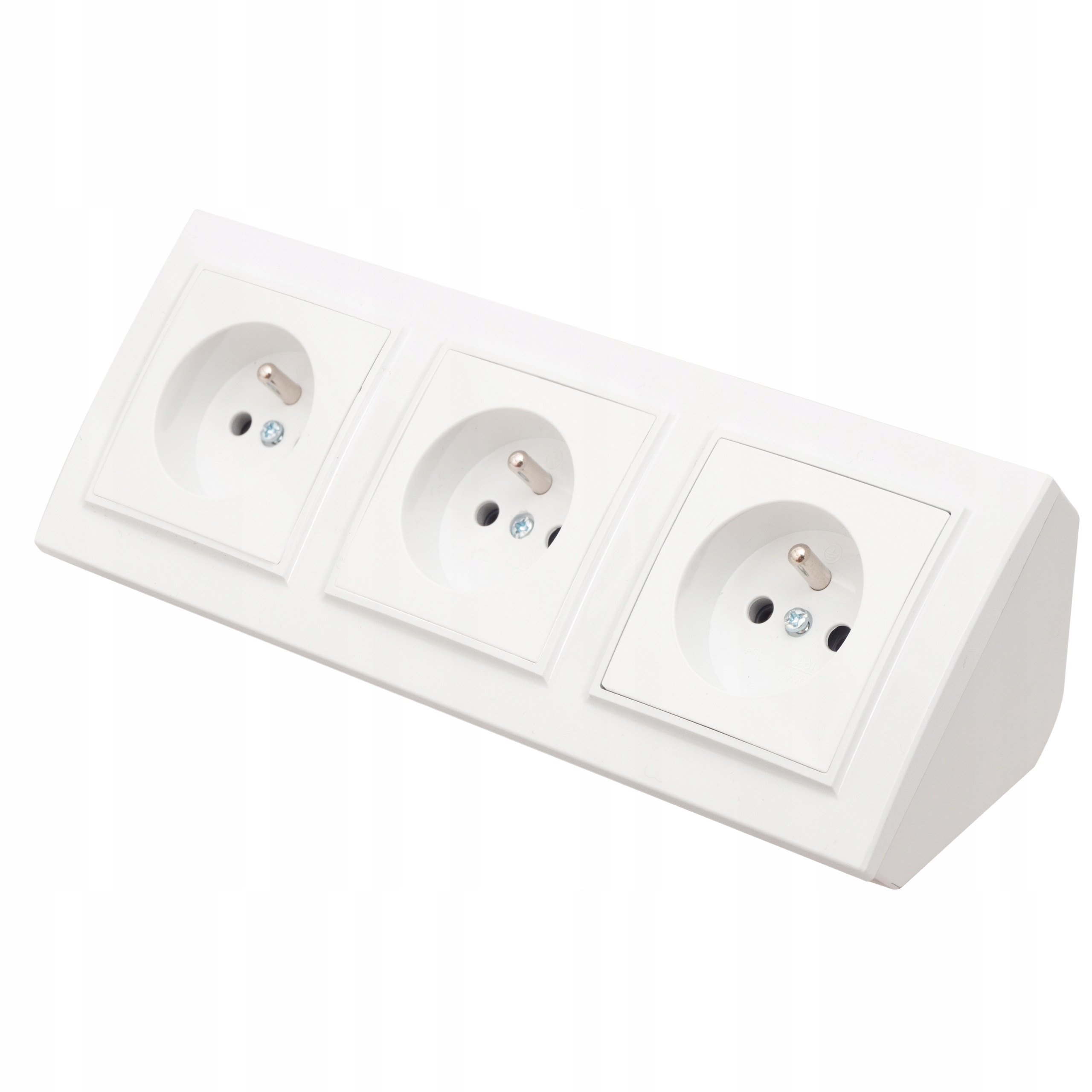 Gniazdo Potrójne Meblowe Narożne Kuchenne Blatowe Biurkowe Białe W Blat