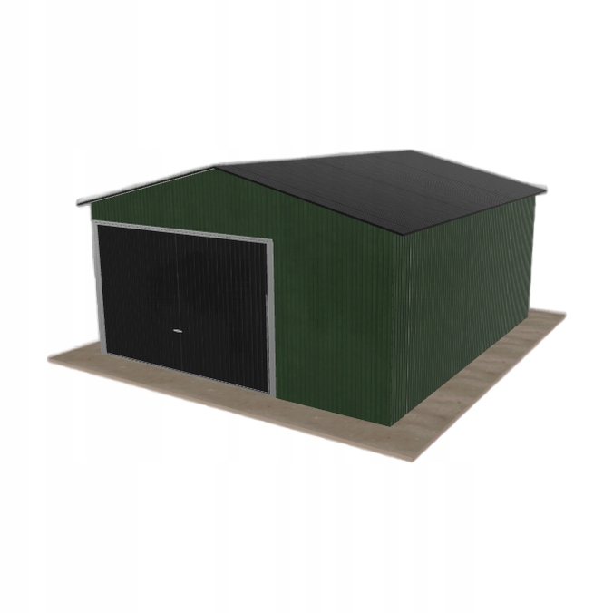 Plechová garáž 4.5x5 m jednopolohová, dvouspádová, zelená