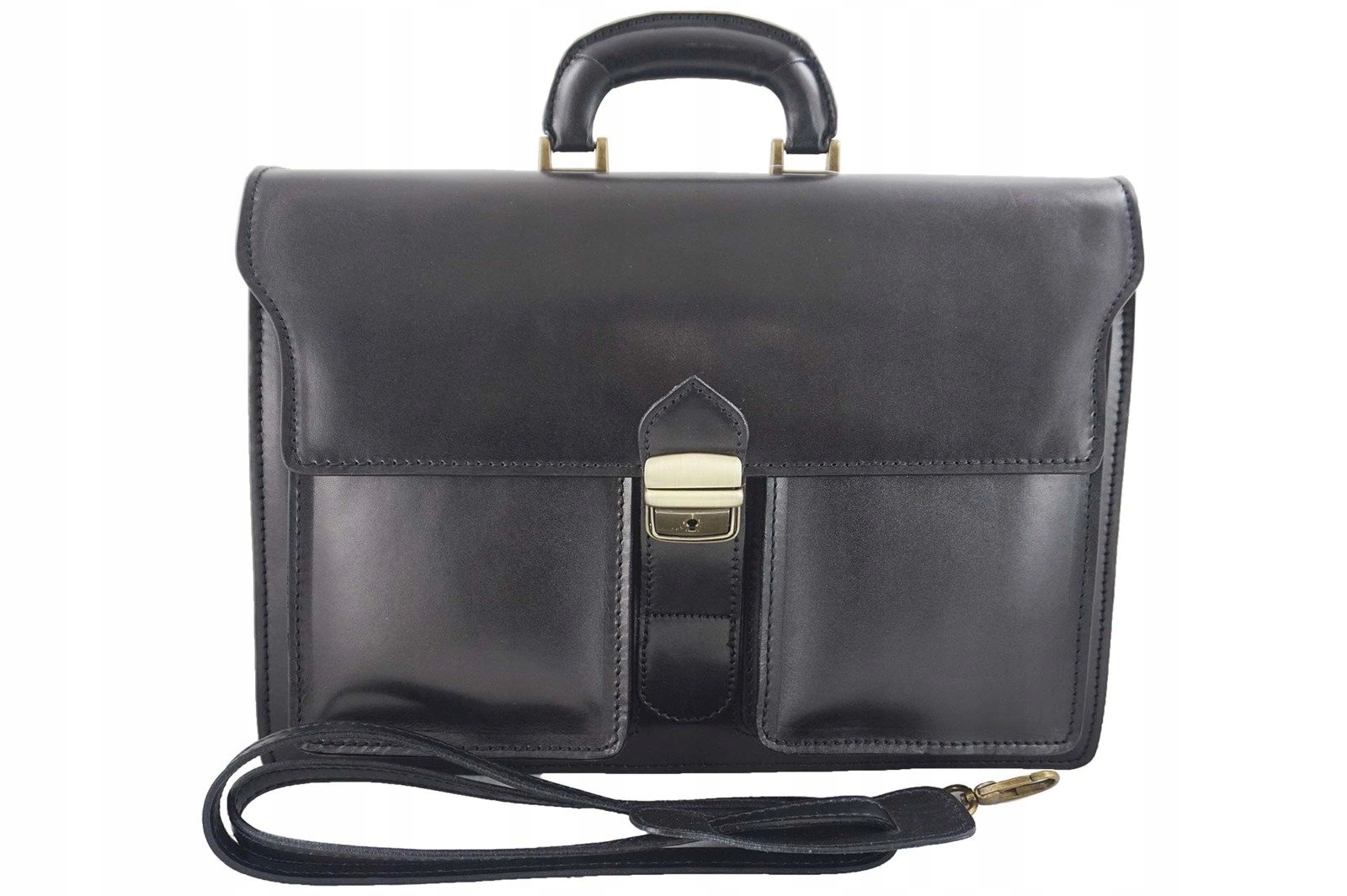 Aktovka na dokumenty z přírodní kůže černá