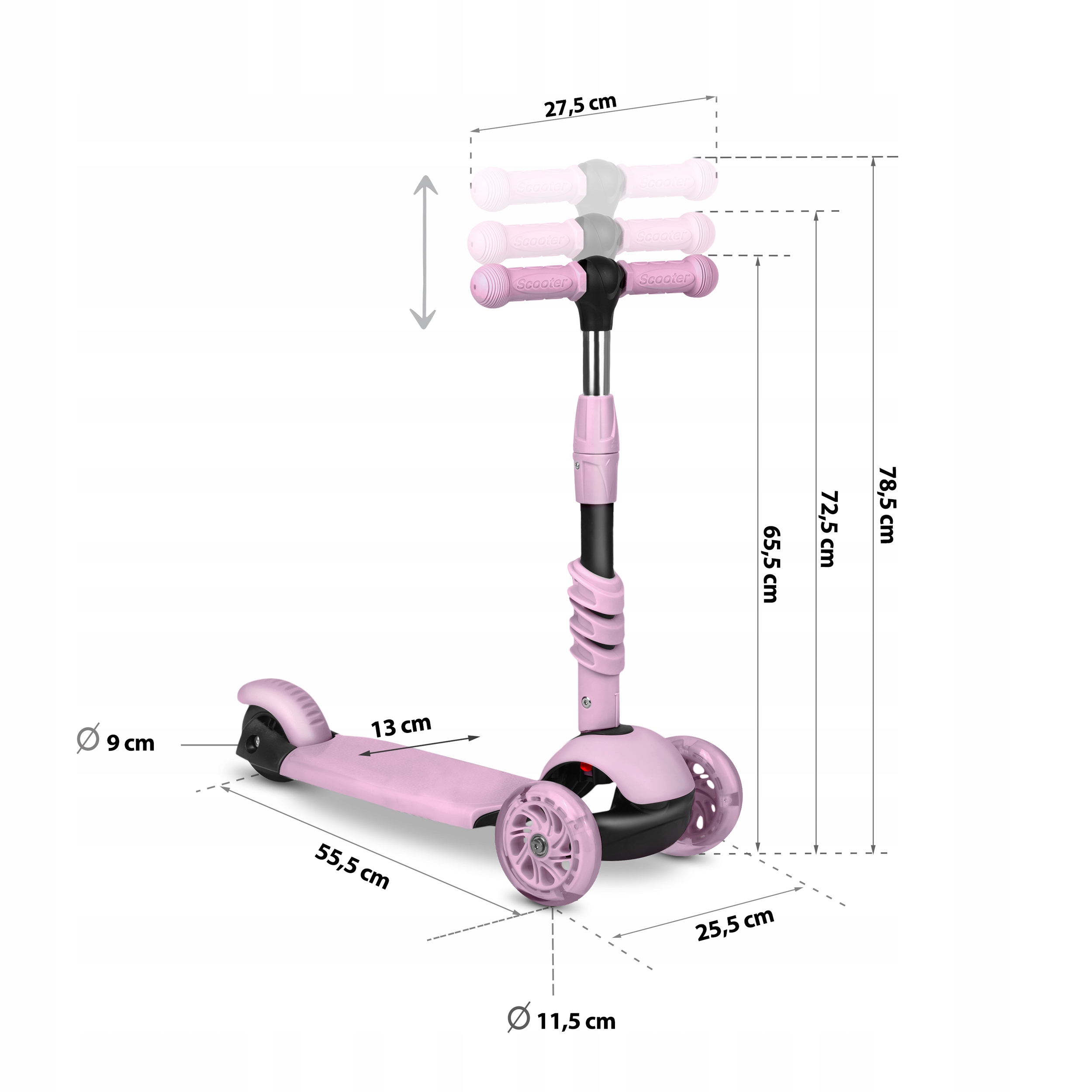 HULAJNOGA TRÓJKOŁOWA RICOKIDS CUBI - RÓŻOWA Koła Kauczukowe