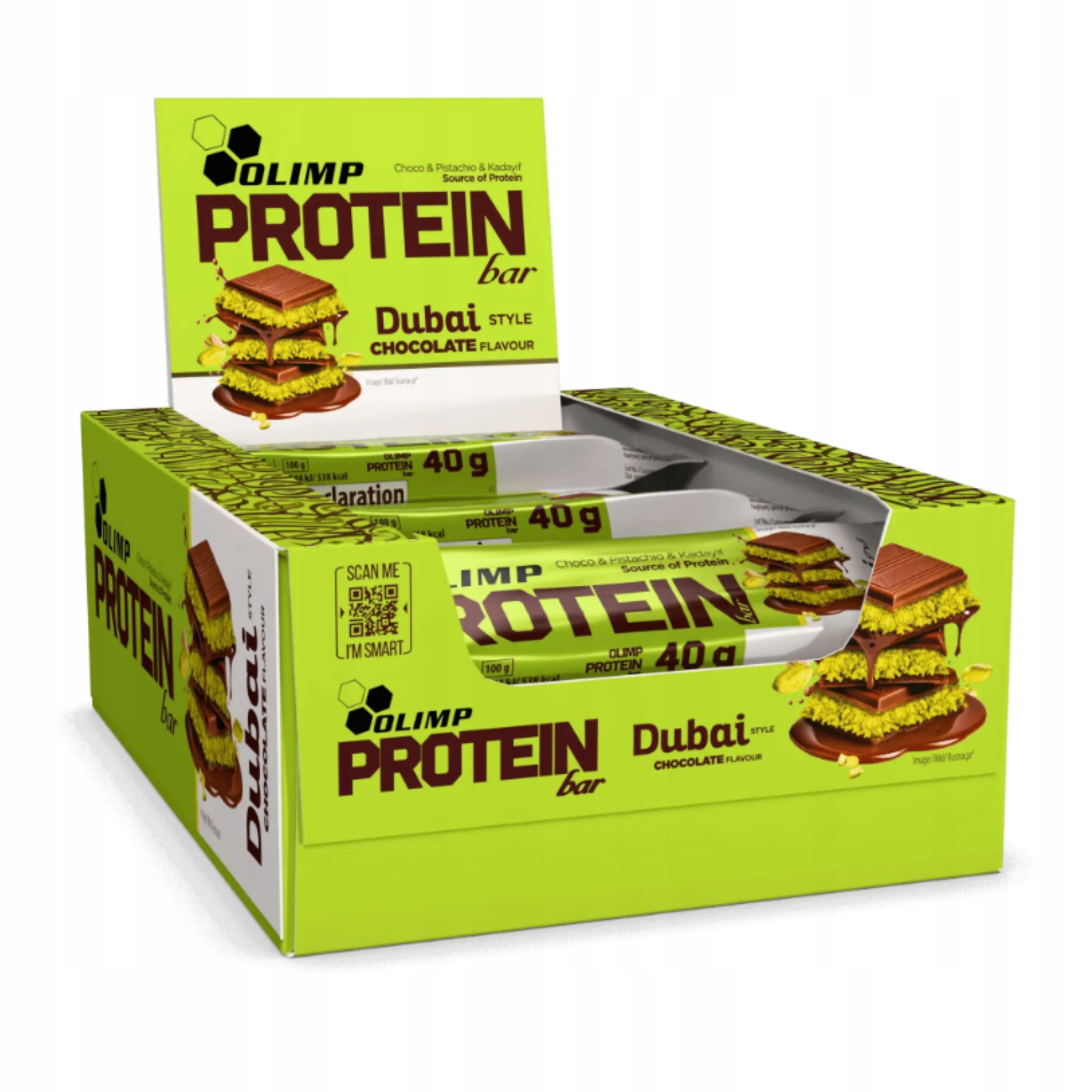 Levně Olimp Protein Bar Balíček 25 x 40 g Proteinová Tyčinka Čokoláda Dubajská Dubai Wpc