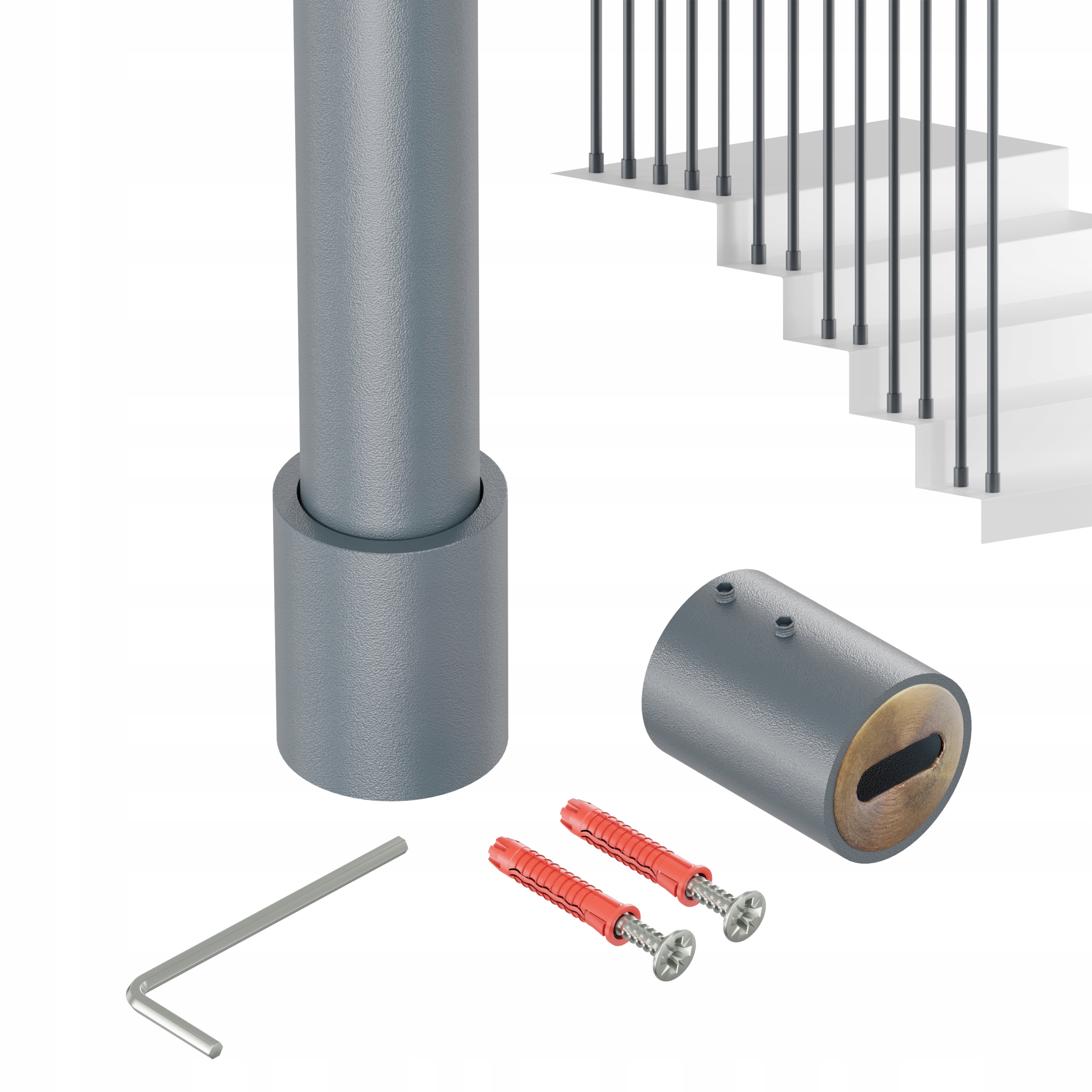 Zábradlí Na Schody Zábradlí Tralka Sloupek Antracit fi 25mm 295 CM Harfa