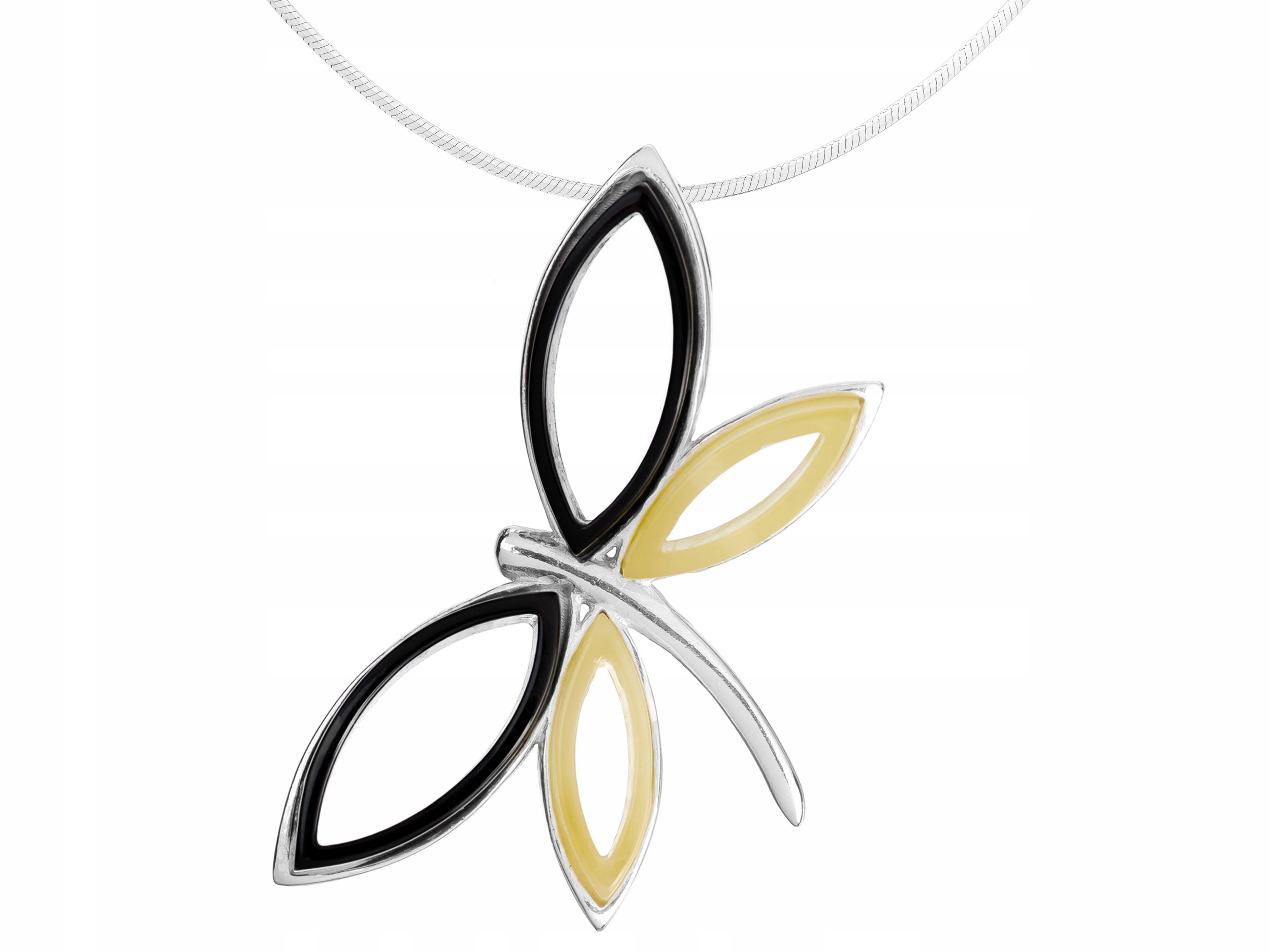 Velký stříbrný dámský náhrdelník s jantarem Vážka Jantar Krátký Choker 30