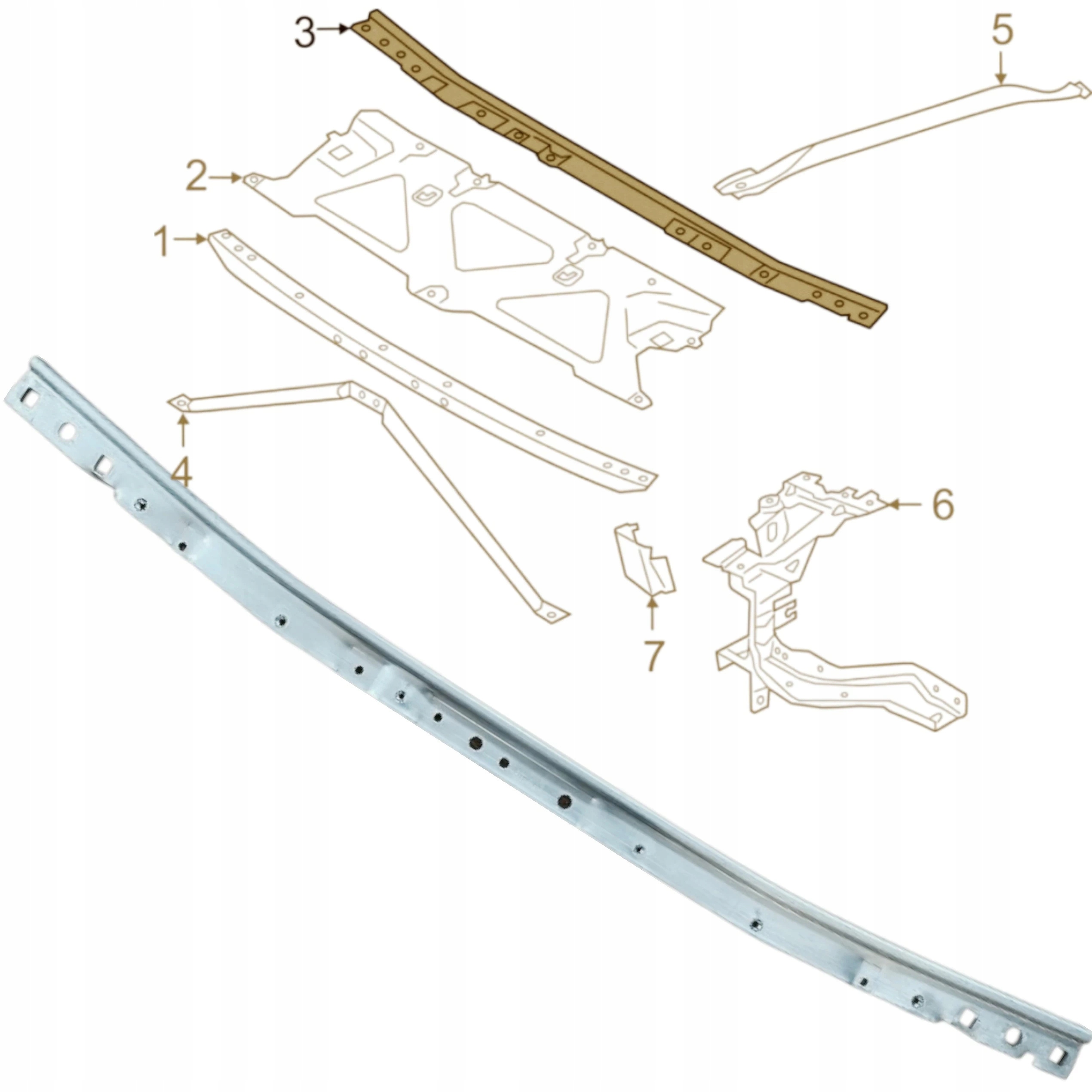 Přední zesílení horního nosníku zadního pásu Bmw 5 G30 G31 6 G32 7 G11