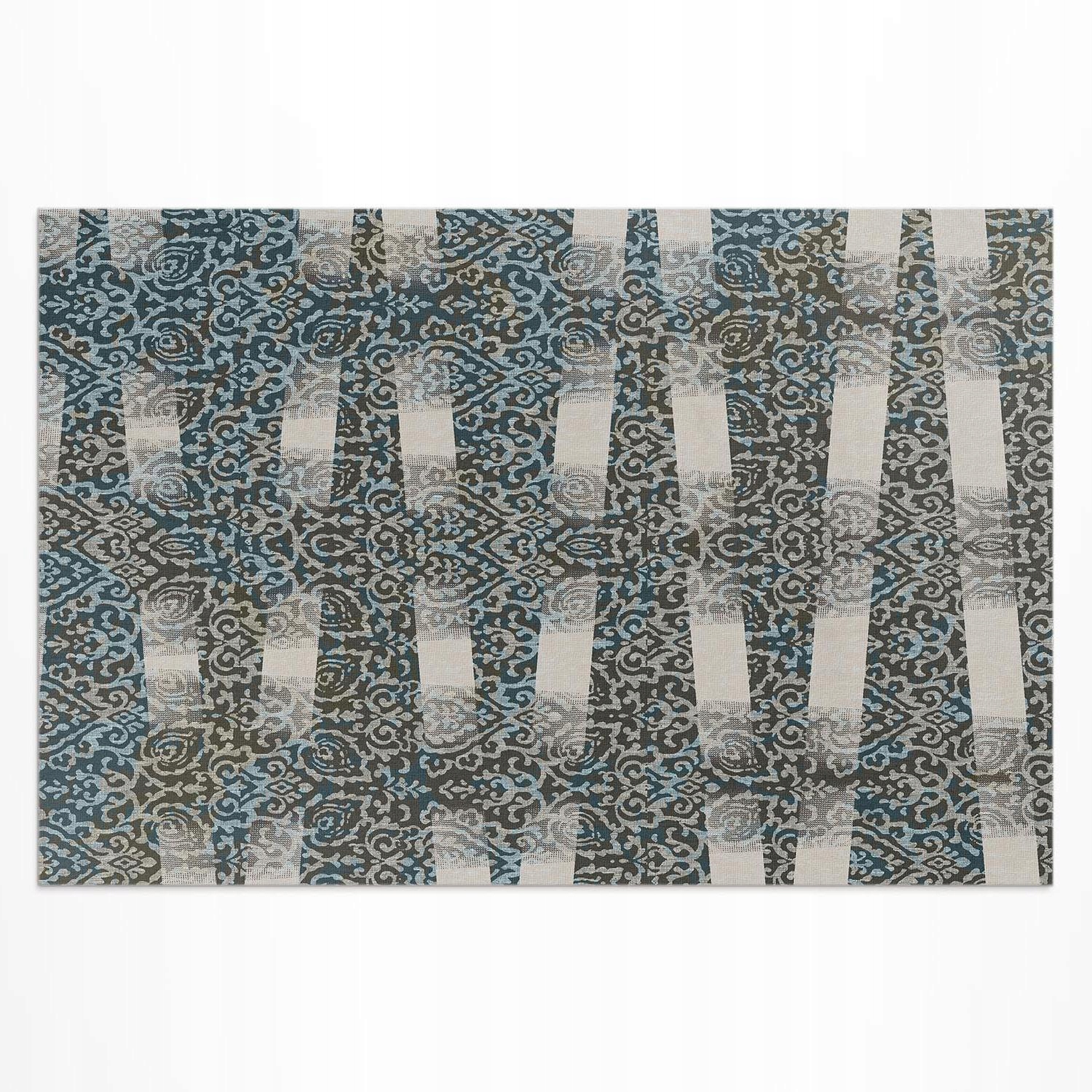 Elegantný vinylový koberec na balkón, ornament a pruhy, vintage štýl 150 x 100 cm