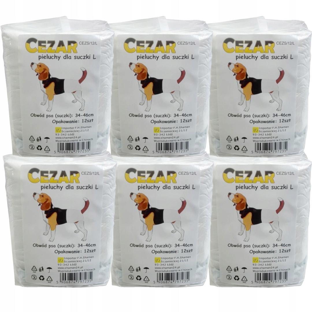 

Cezar Pieluchy pampersy dla psa suczki 72 L 34-46
