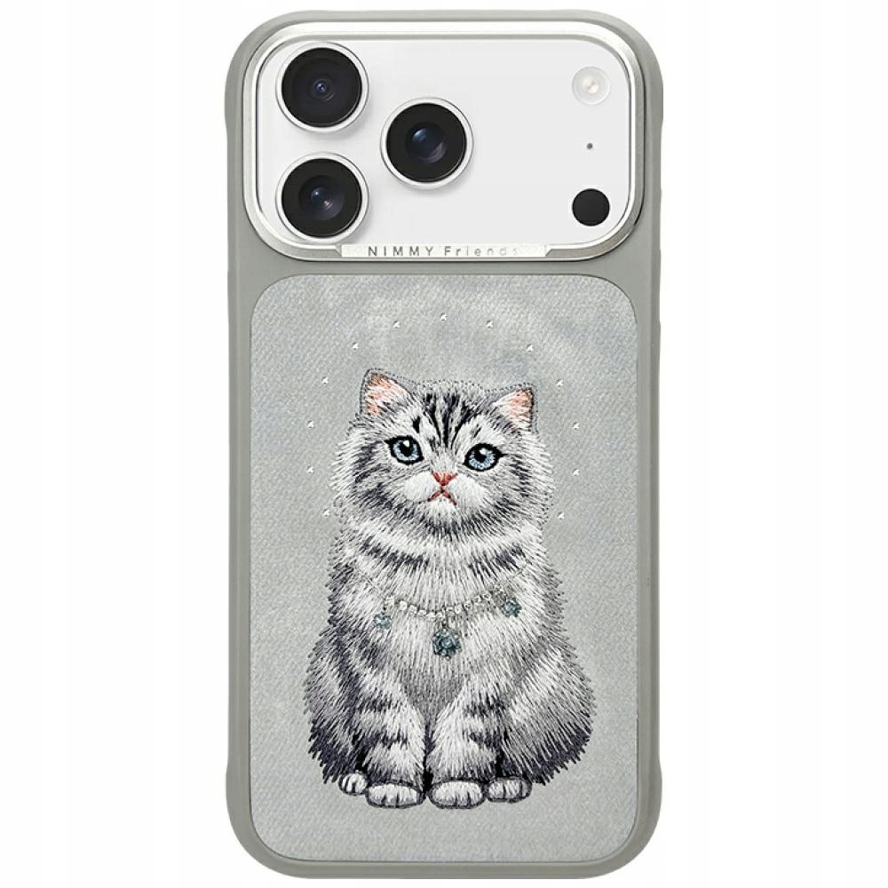 Pouzdro Nimmy Lucky Fashion Cat MagSafe pro iPhone 17 Pro Max šedé