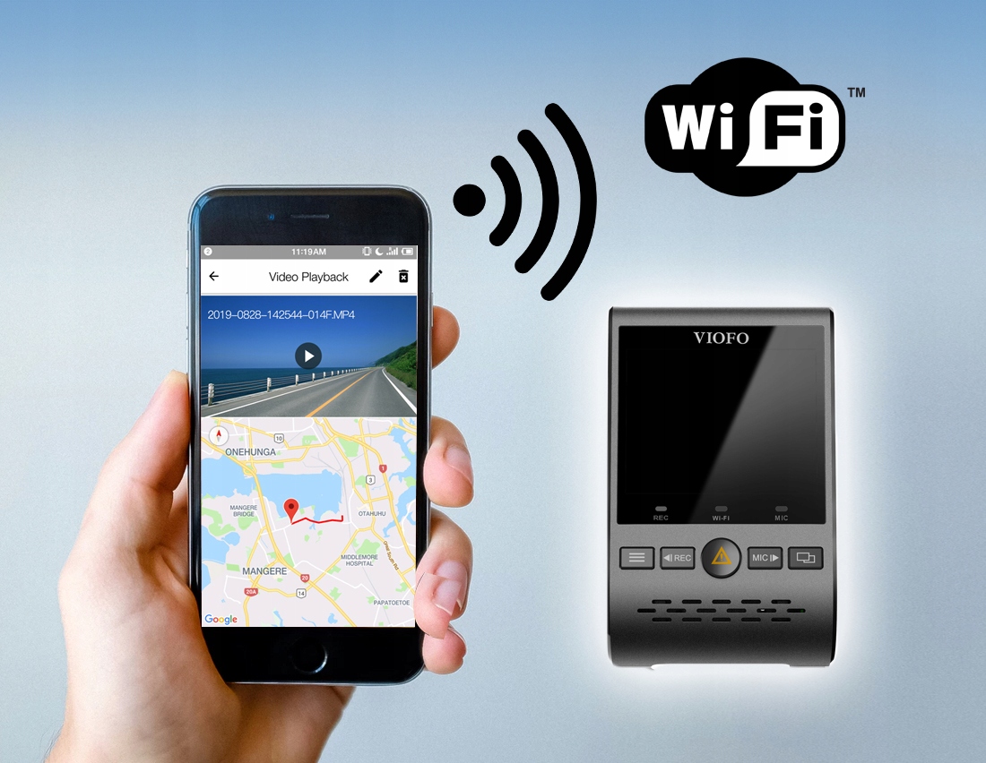 KAMERA REJESTRATOR VIOFO A129 PLUS-G GPS WIFI Komunikacja Bluetooth GPS Wi-Fi