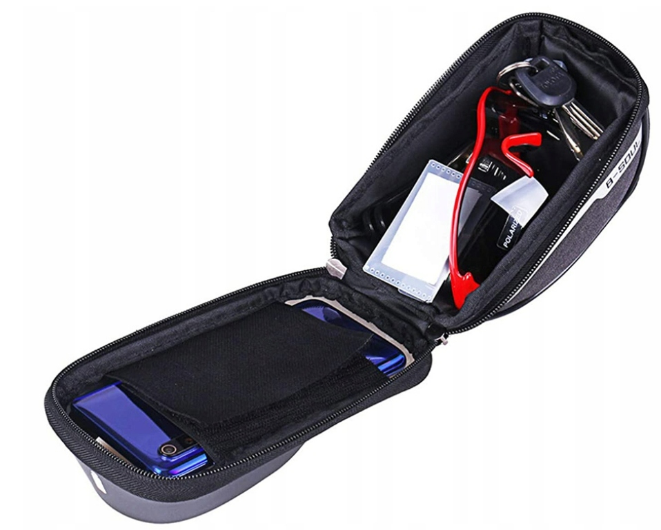TORBA SAKWA ROWEROWA B-SOUL NA RAMĘ CZARNA Etui Smartfon do 7 cali Montaż na ramę