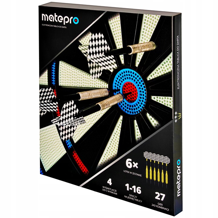 Matepro NAJLEPSZA Tarcza elektroniczna do gry w darta rzutki lotki j polski Waga produktu z opakowaniem jednostkowym 2.5 kg
