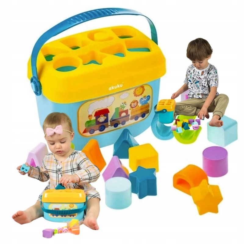 

Akuku Edukacyjne wiaderko z klockami sorter