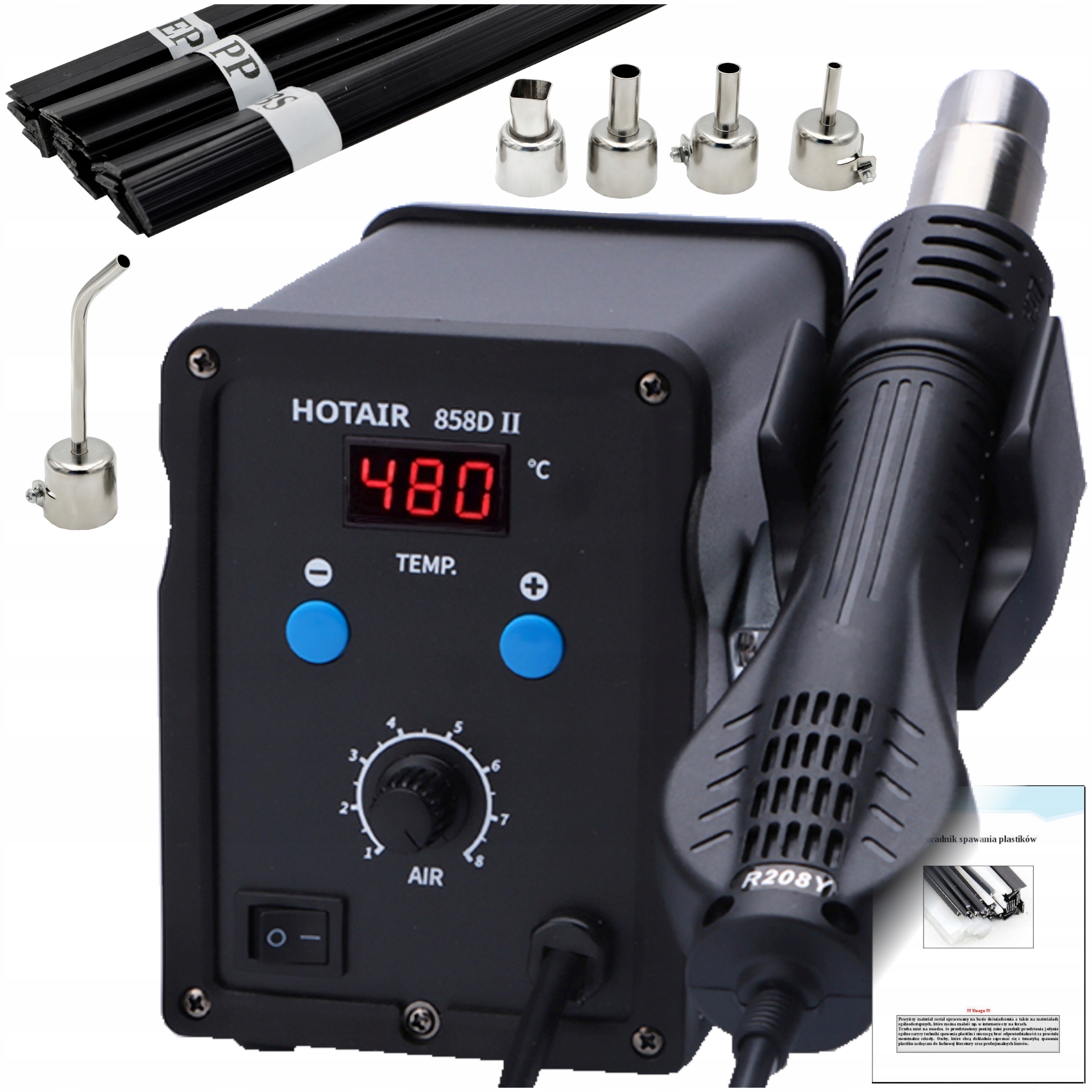 Spawarka Plastiku Hotair 858D II Zestaw5 Dysz dysza Spoiwo