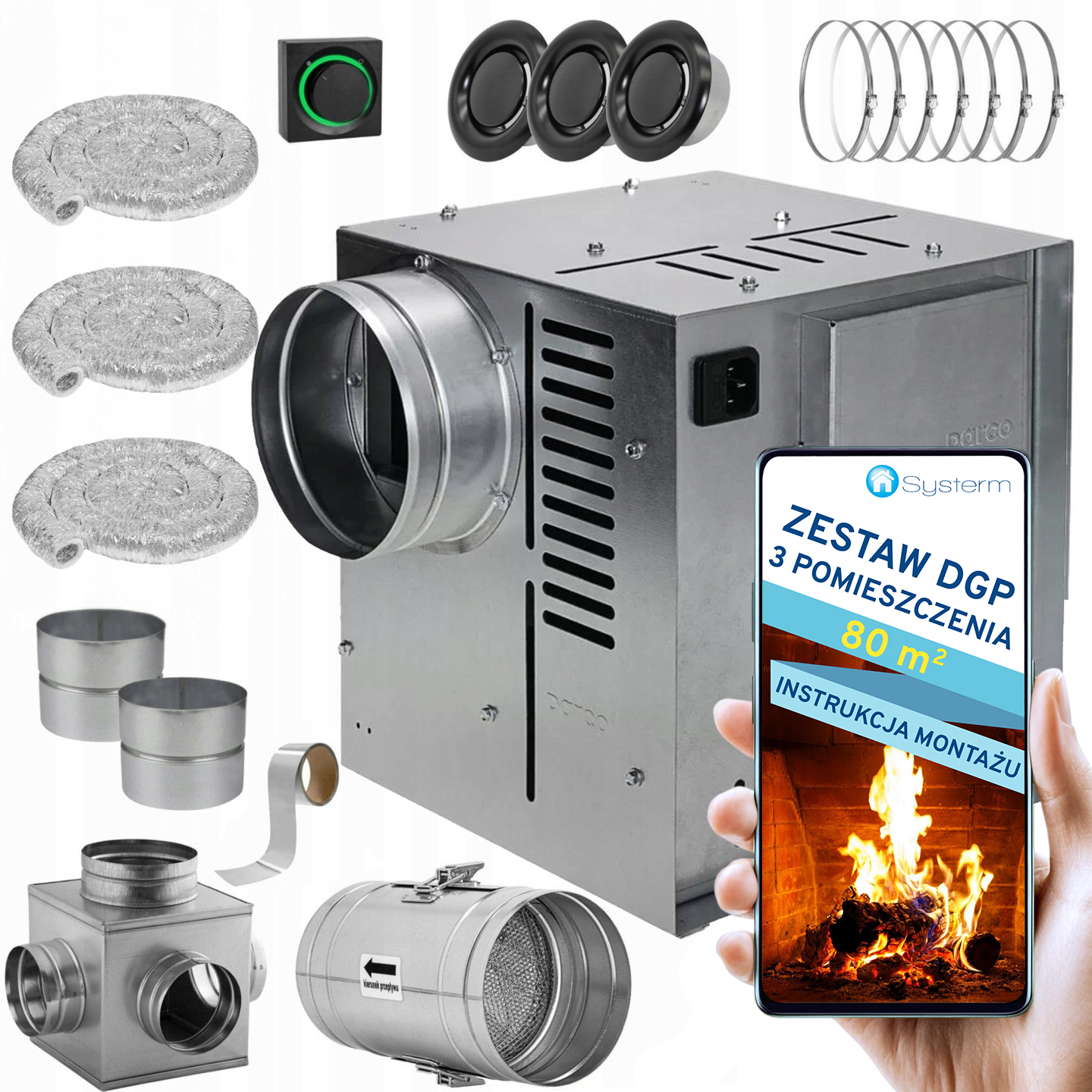 Komínová Turbína Ventilátor Komínový Set Dgp 3 miestnosti 80 m2