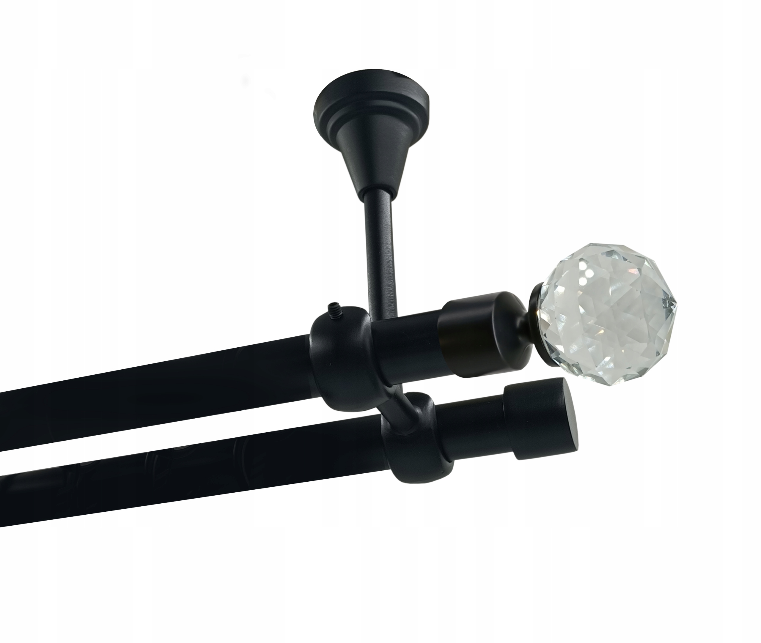 Garnýž dvojitá Metal Stropní 19+19mm Černý 160cm Kula Crystal Bez Koleček