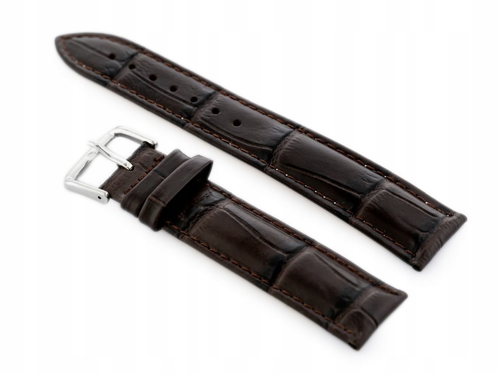 

Pasek skórzany do zegarka W102L ciemny brąz 22mm