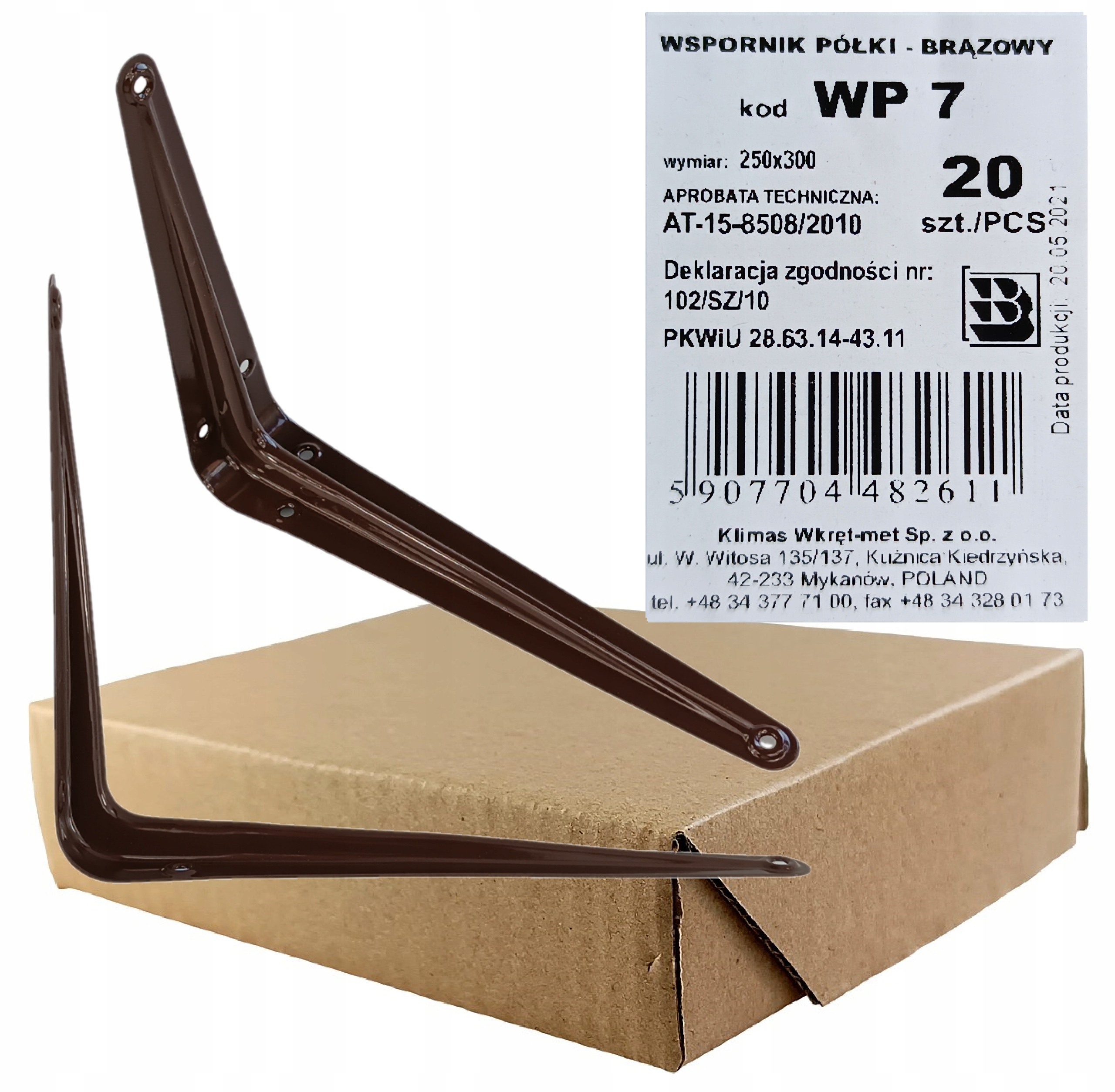 Konzole na polici 250 x 300 hnědá WP-7BR 20 kusů