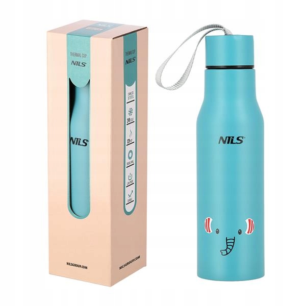 Kubek termiczny Nils 500ml niebieski z motywem słonia