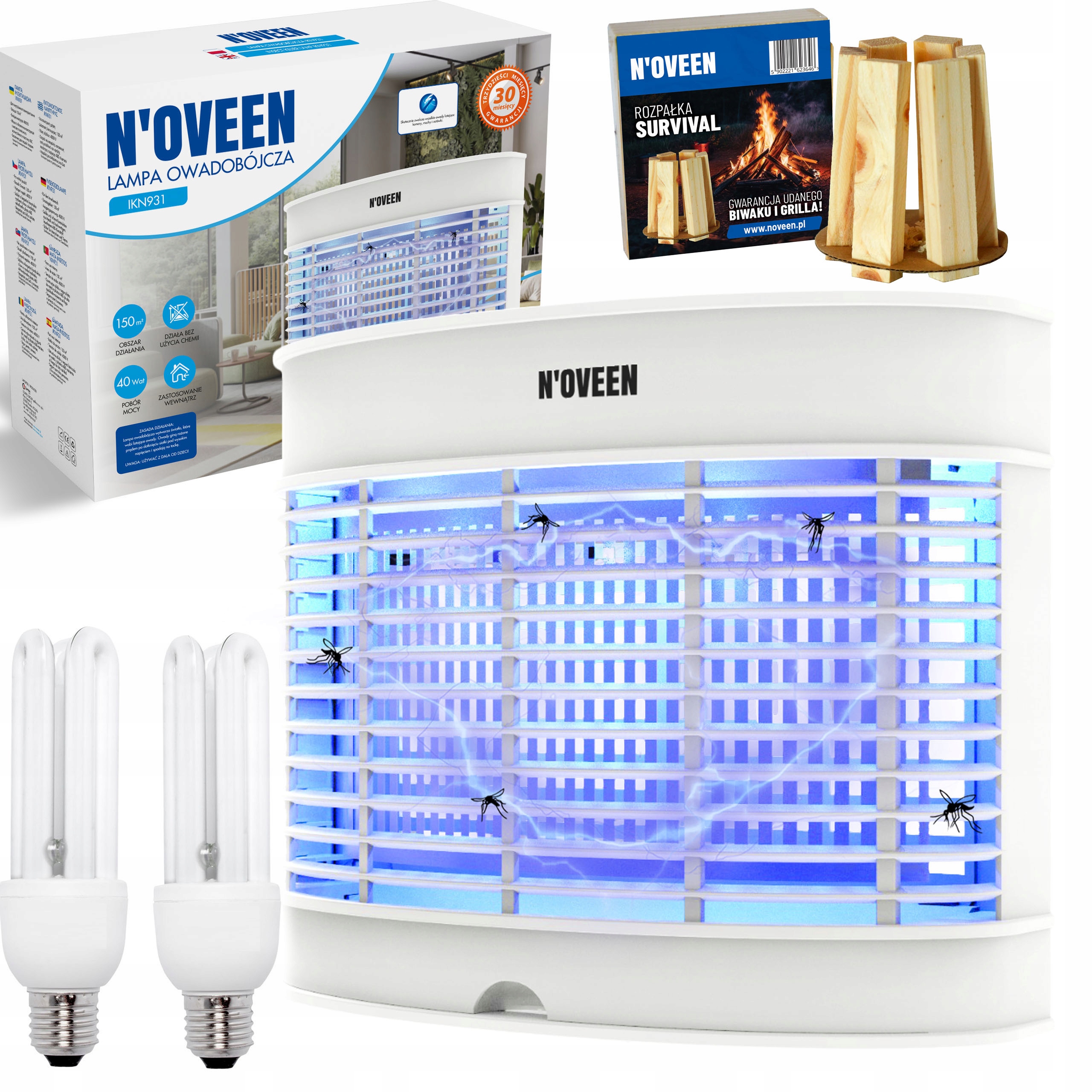 Lampa Owadobójcza IKN931 150m2 Łapka Wabik Komary Muchy Owady Ćmy