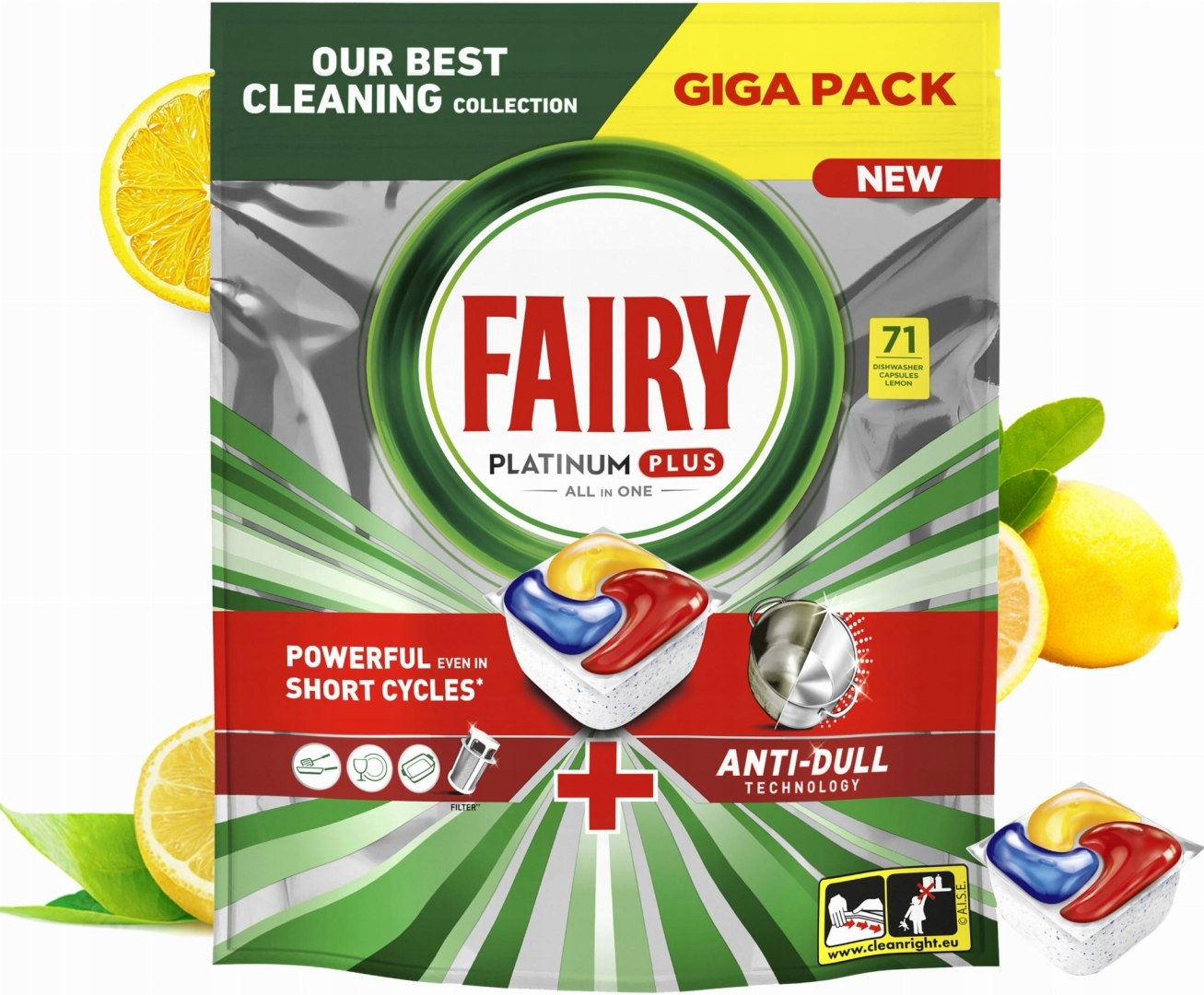 Fairy Kapsle do myčky Platinum Plus All in One Lemon 71 ks