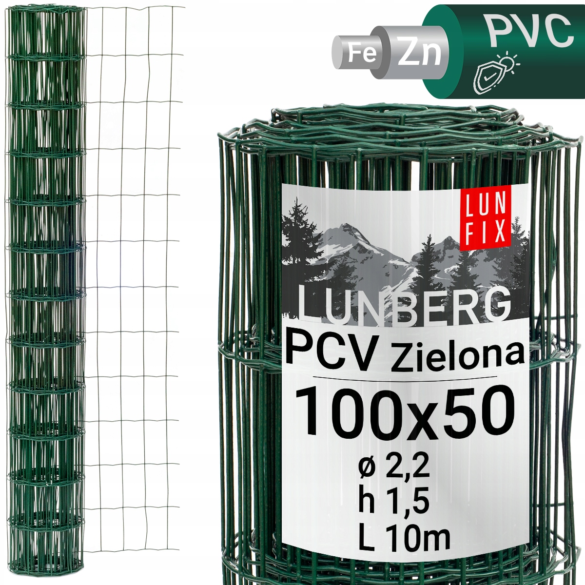 

Siatka ogrodzeniowa ocynk Pcv zielony, 10m, 1,5