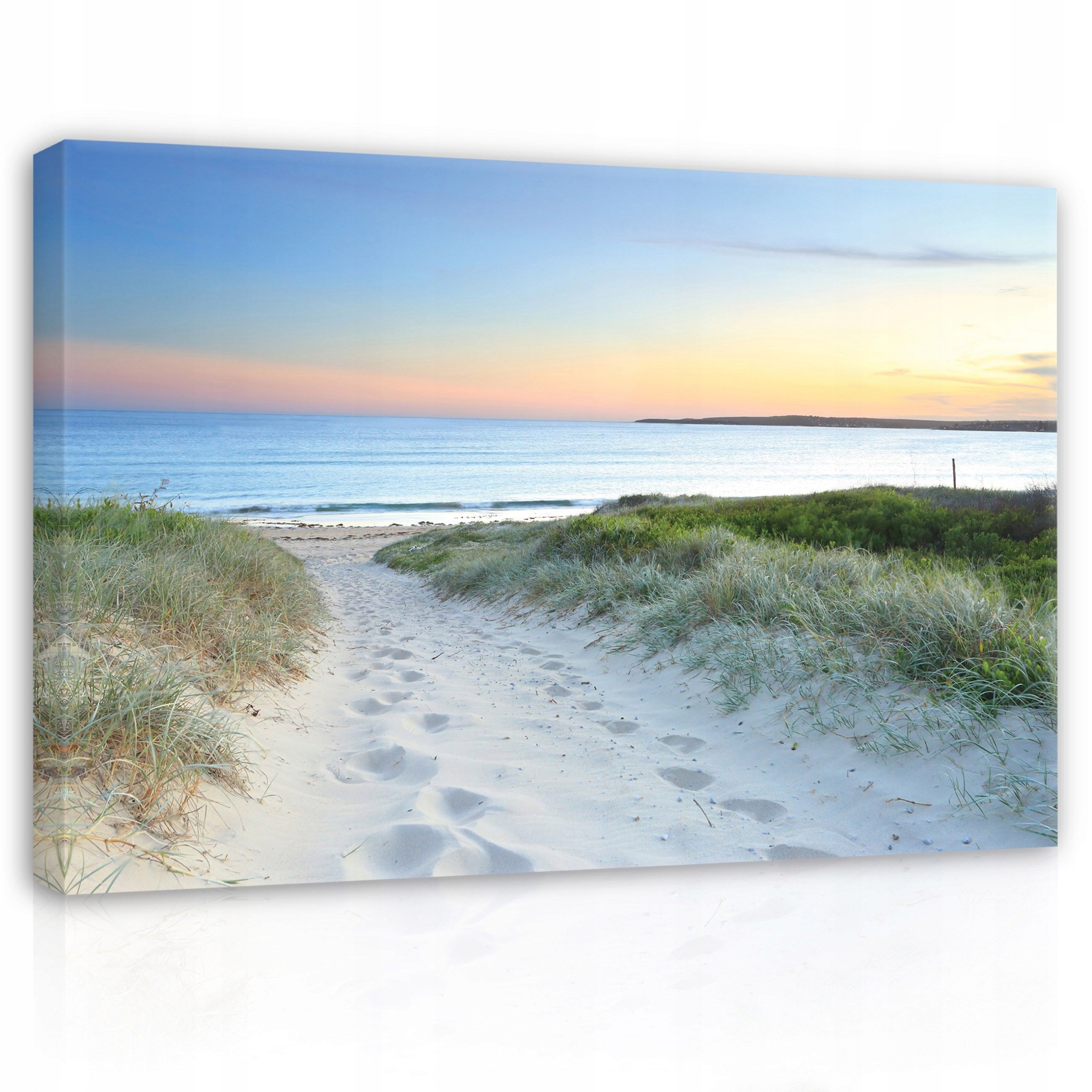 Obraz 120x80 Pláž moře oceán duny písek stopy západ klid příroda