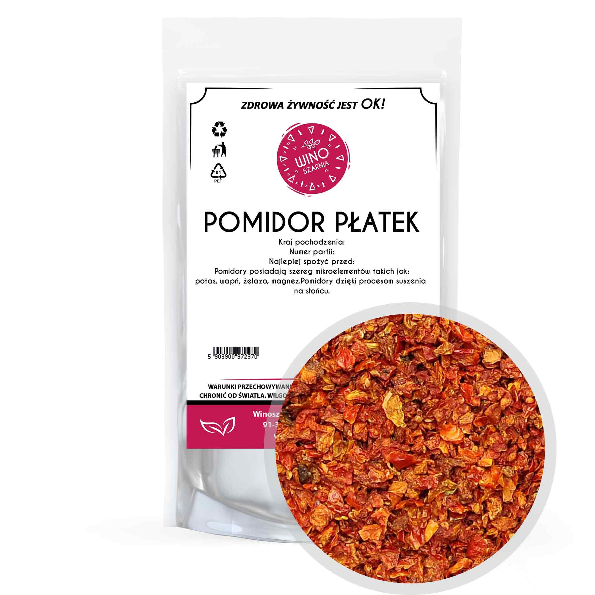 Levně 5 x Winoszarnia Rajče Sušená vločka 200 g Koření