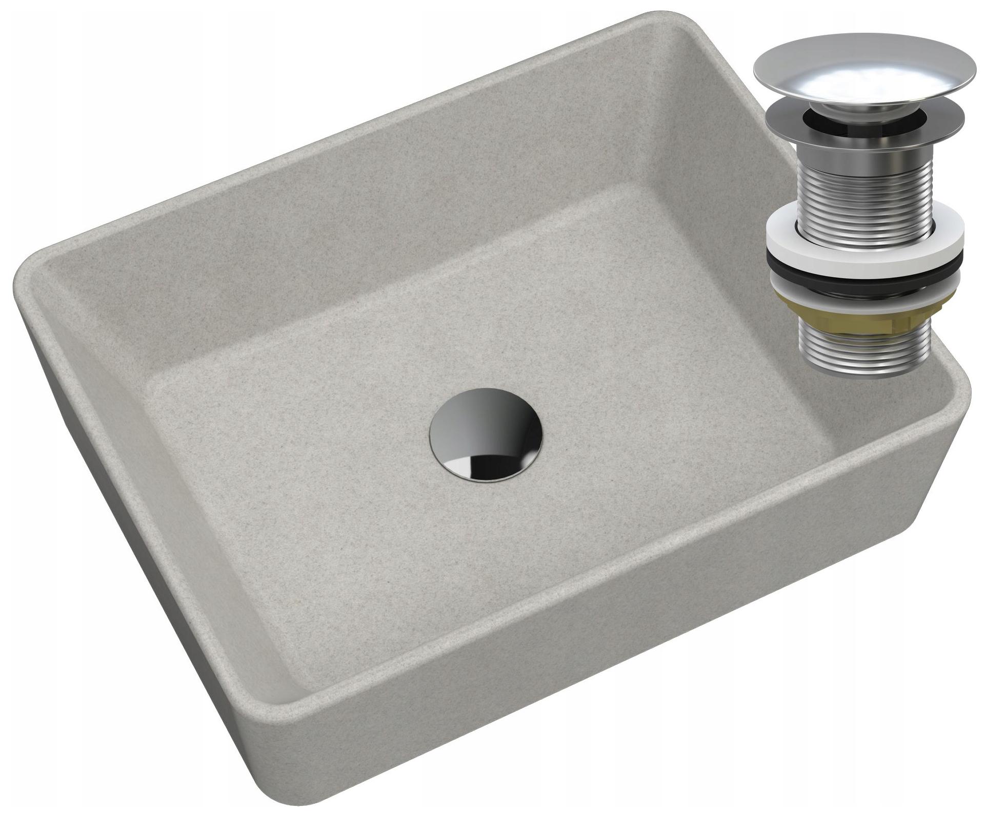 Granitové Umývadlo Na Dosku Bežové Chrómová Zátka