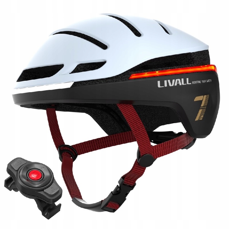 Kask Rowerowy na hulajnogę rolki Livall EVO21 Led Sos L Biały 58-62 cm
