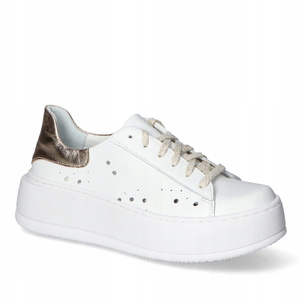 Módní dámské kožené tenisky Contes Bílé/Zlaté 40