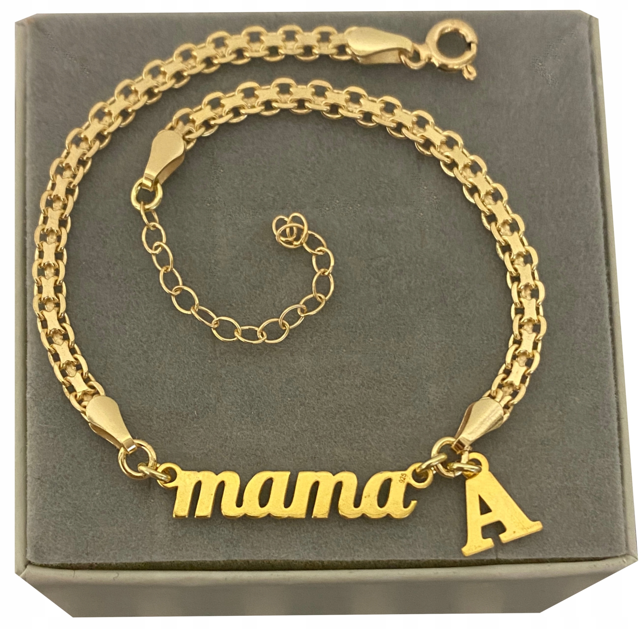 Zlatý široký náramek mama písmeno SR925