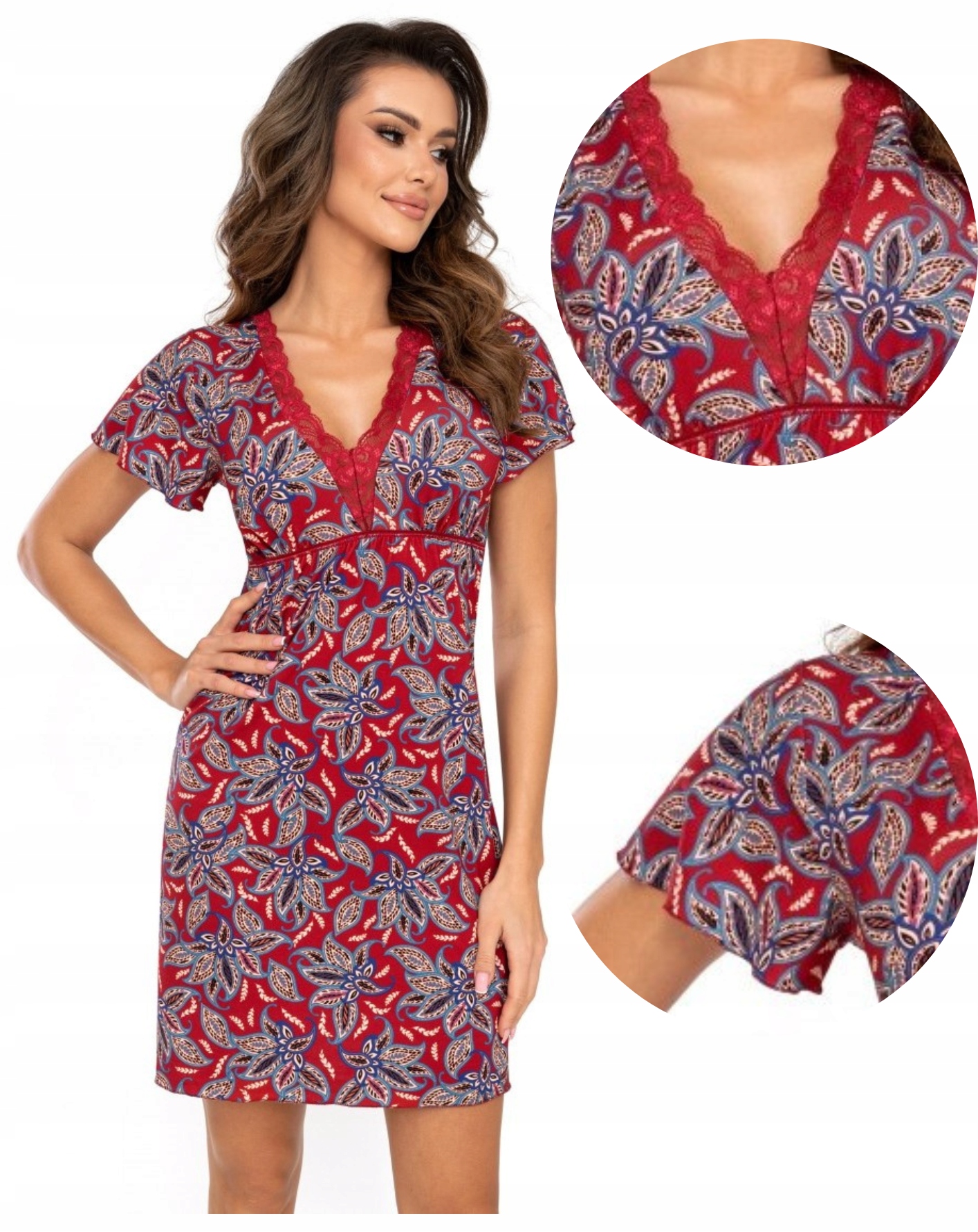 Donna Rita košile noční viskóza bordová S/36