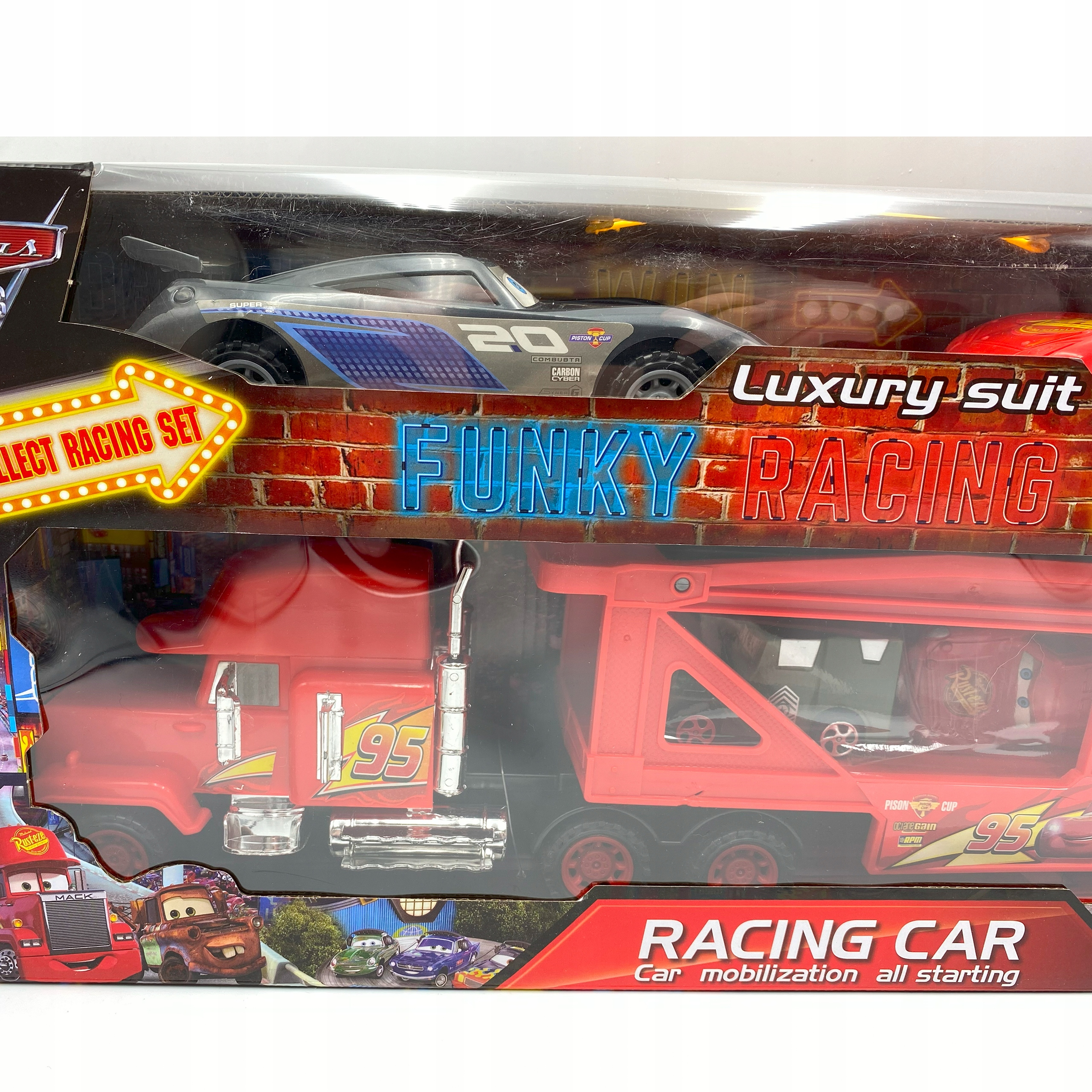 Auta 3 Cars 3 Zestaw Samochodziki Maniek Zygzak Barry DePedal czerwony Stan opakowania oryginalne