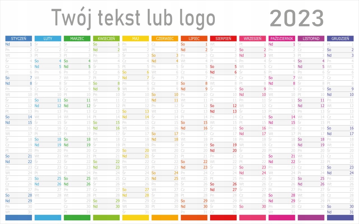 

Planer roczny kalendarz personalizowany 100x60
