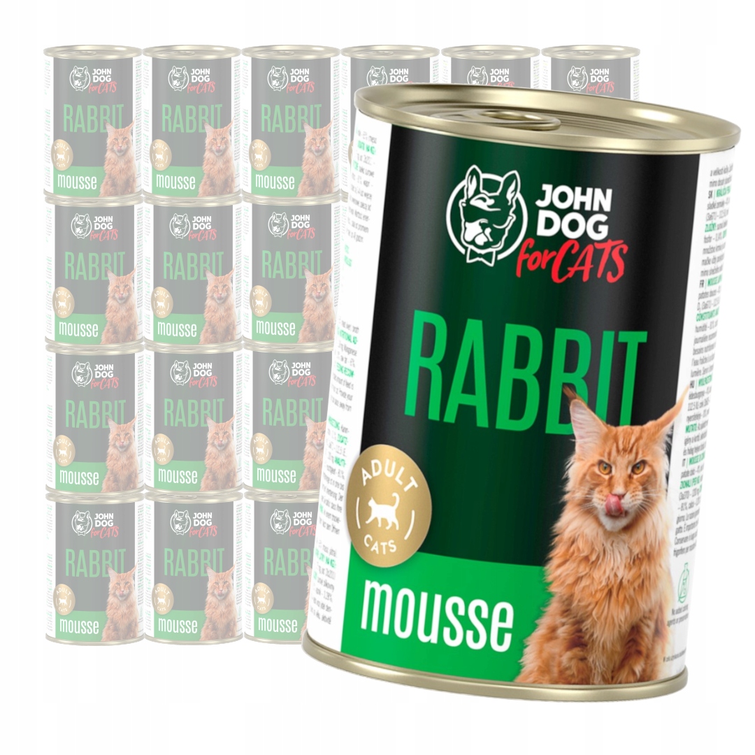 John Dog for Cats Mus s králíkem 24x400 g Bezobilné Mokré Krmivo Pro Kočky
