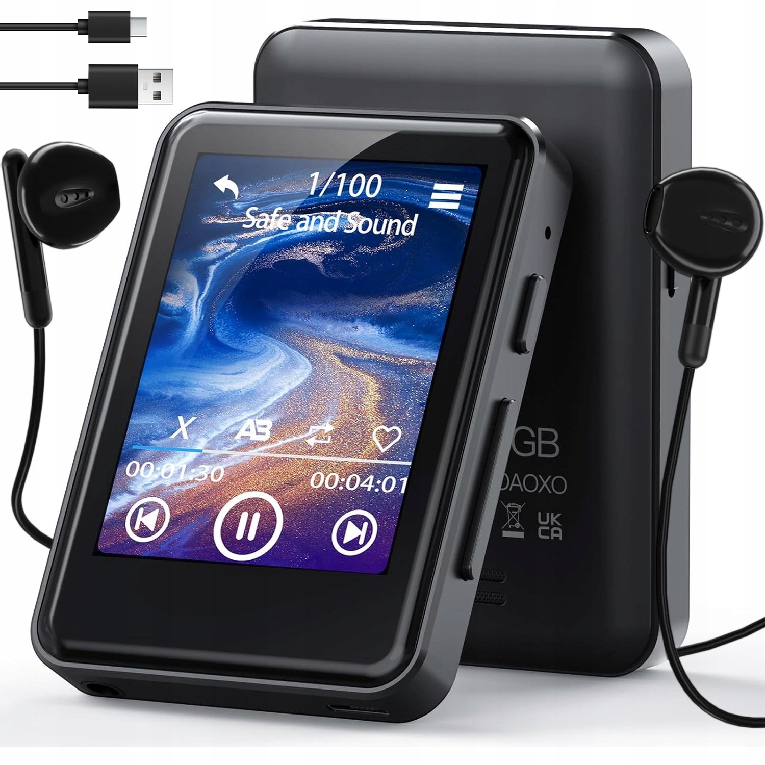 MP3 přehrávač s reproduktorem, 2.4palcový, plně dotykový displej, pro chůzi