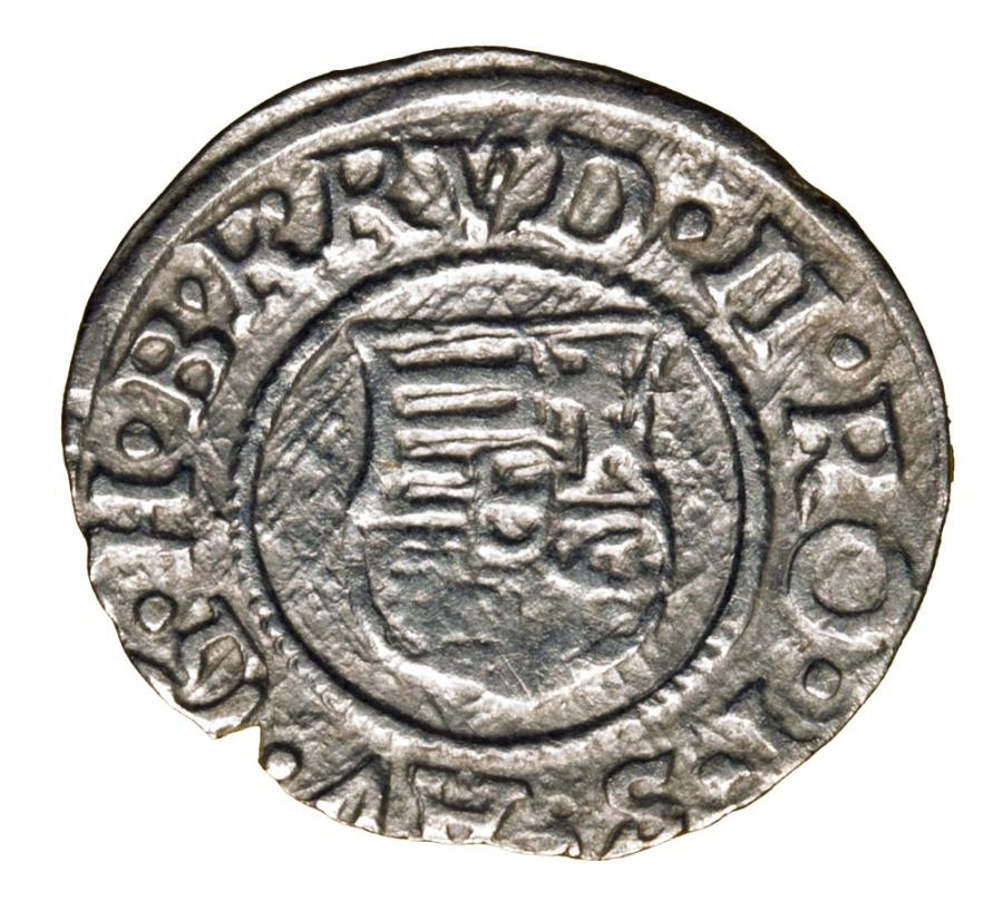 Denar 1585 Rudolf II Habsburg Węgry Kremnica