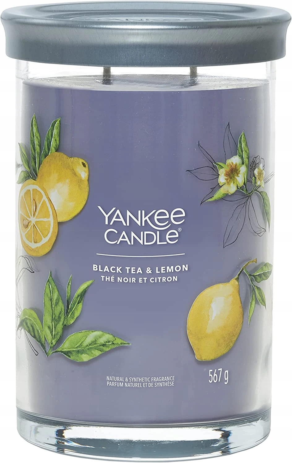 Yankee Candle vonná svíčka Tumbler ve skle velká Black Tea & Lemon 567g