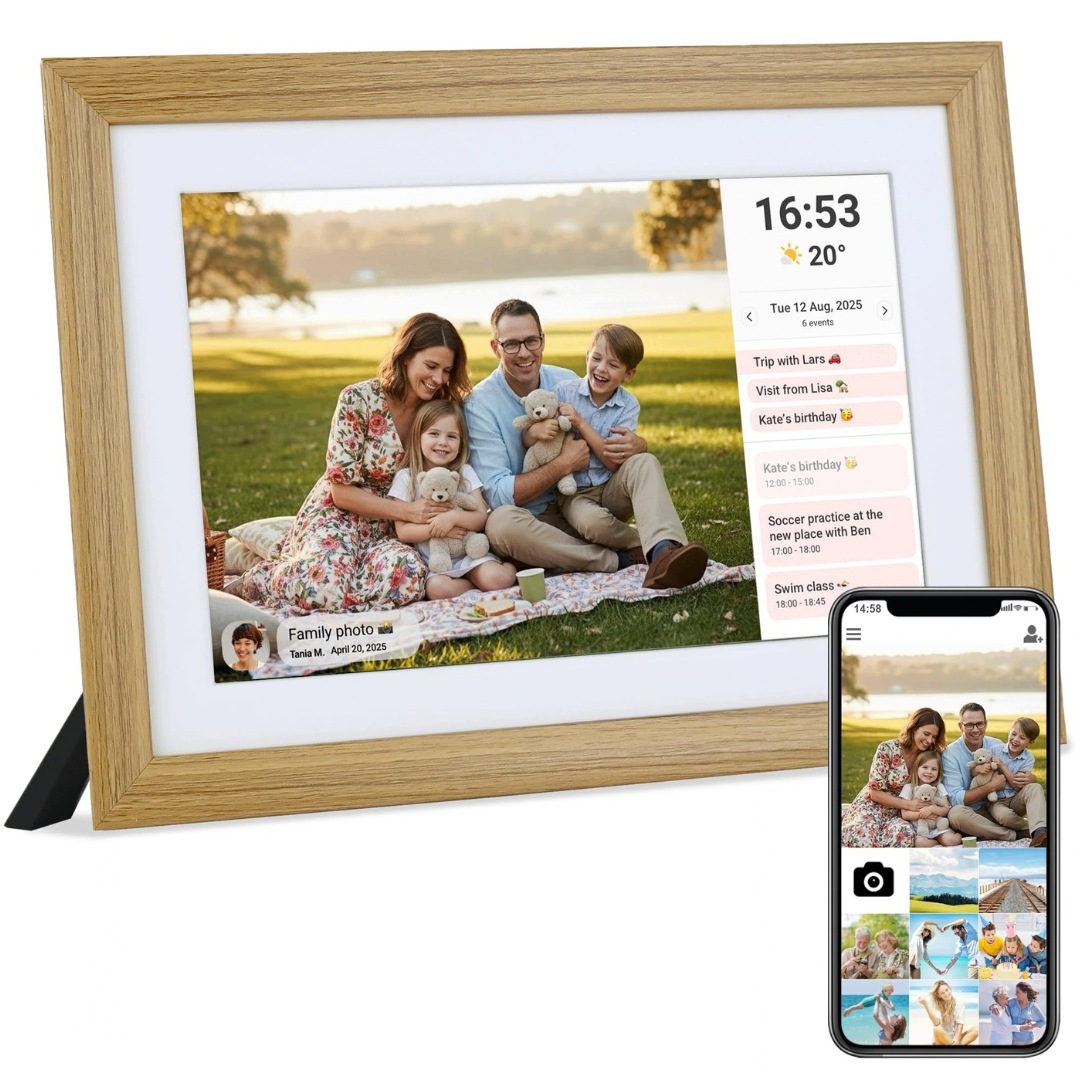 Rámeček Wifi 10,1 Palce Ips Dotykový 32GB Frameo Kalendář Dřevěný