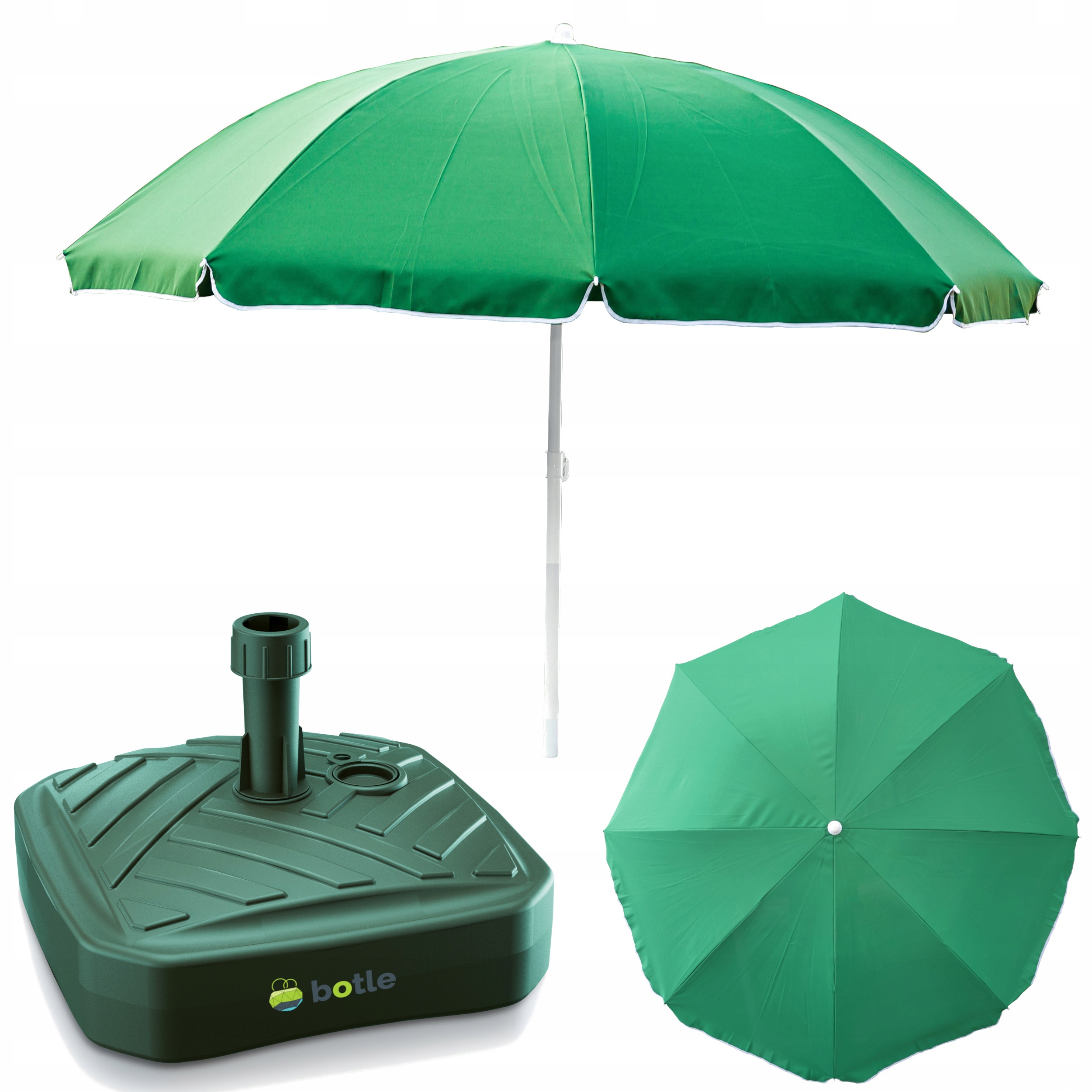 Parasol ogrodowy plażowy 240cm duży łamany z podstawą stojak kwadrat zestaw