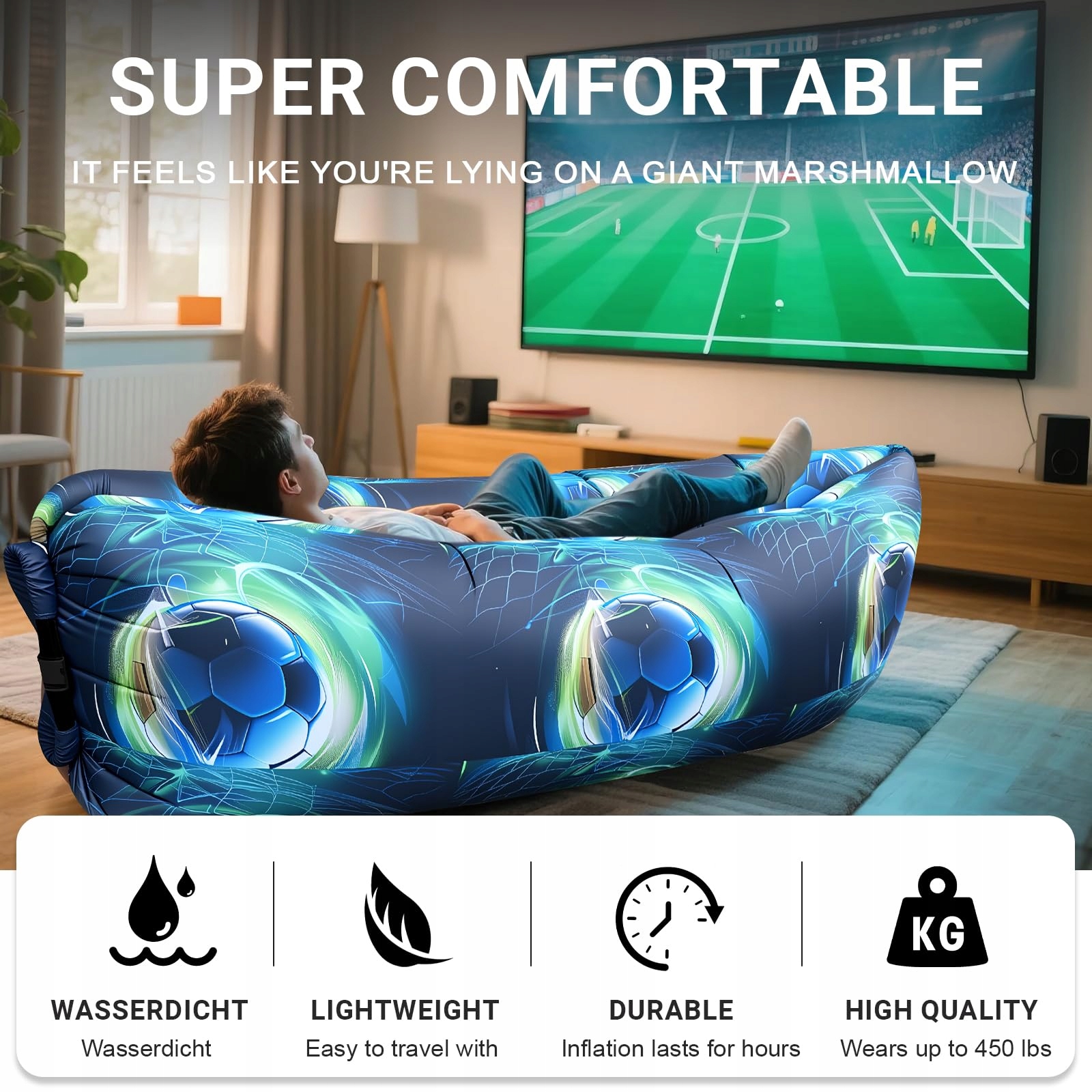 DWAFILL Nadmuchiwane Sofa Campingowe Plażowe 230x70CM Outdoor Leżak — miniatura 4