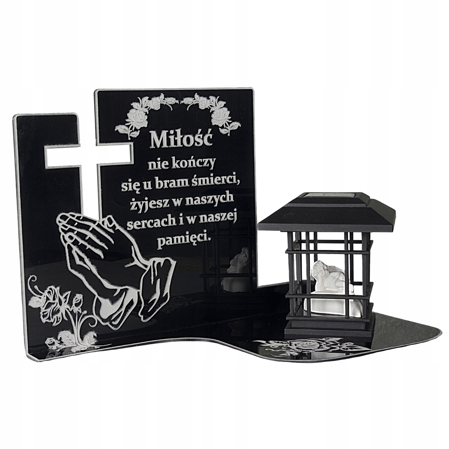 PODSTAWKA POD ZNICZ SOLARNY ANIOŁEK SZKŁO AKRYLOWE