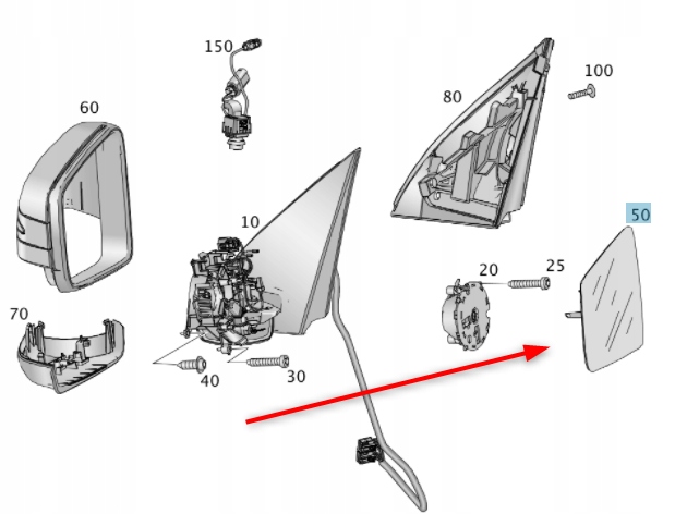 WKLAD LUSTERKA LEWY MERCEDES GLE G KLASA ML R Generic Product wklad lusterka