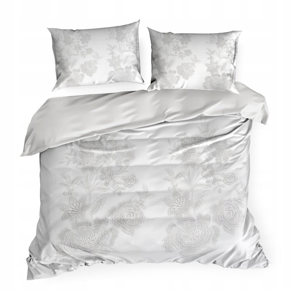 Posteľná Bielizeň PREMIUM27 220x200 Eurofirany biela, hnedý kvetinový vzor