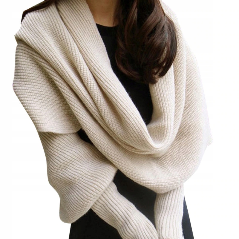 CIEPŁE PONCZO SWETER SZAL Z RĘKAWAMI PONCHO KOLORY Model P205