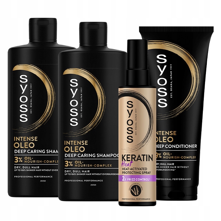 Syoss Oleo Intense Šampon Kondicionér Sprej Termo na vlasy Sada 4 ks