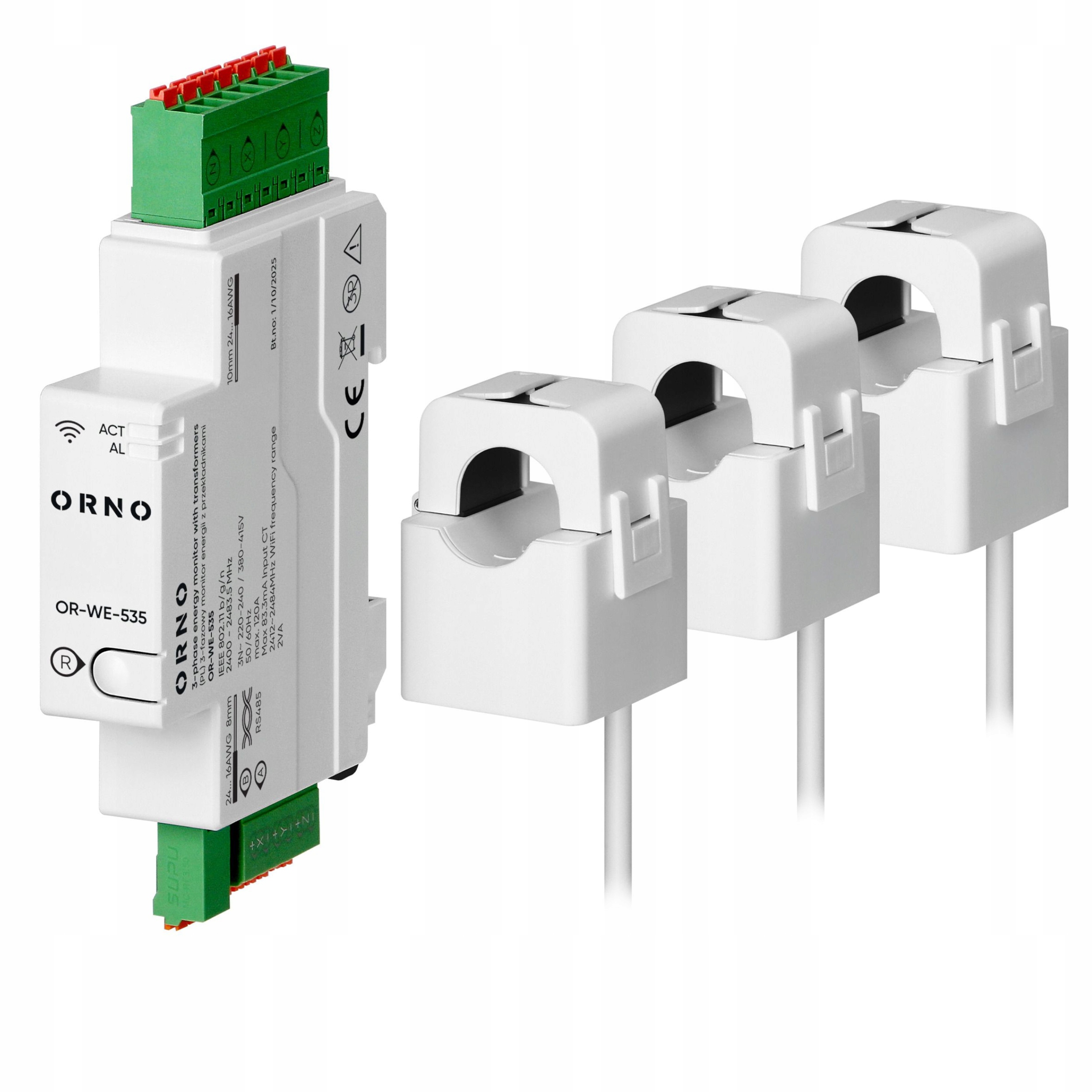 3-fázový monitor energie s převodovkami 120A, 230/400V, Tuya Smart Wi-Fi