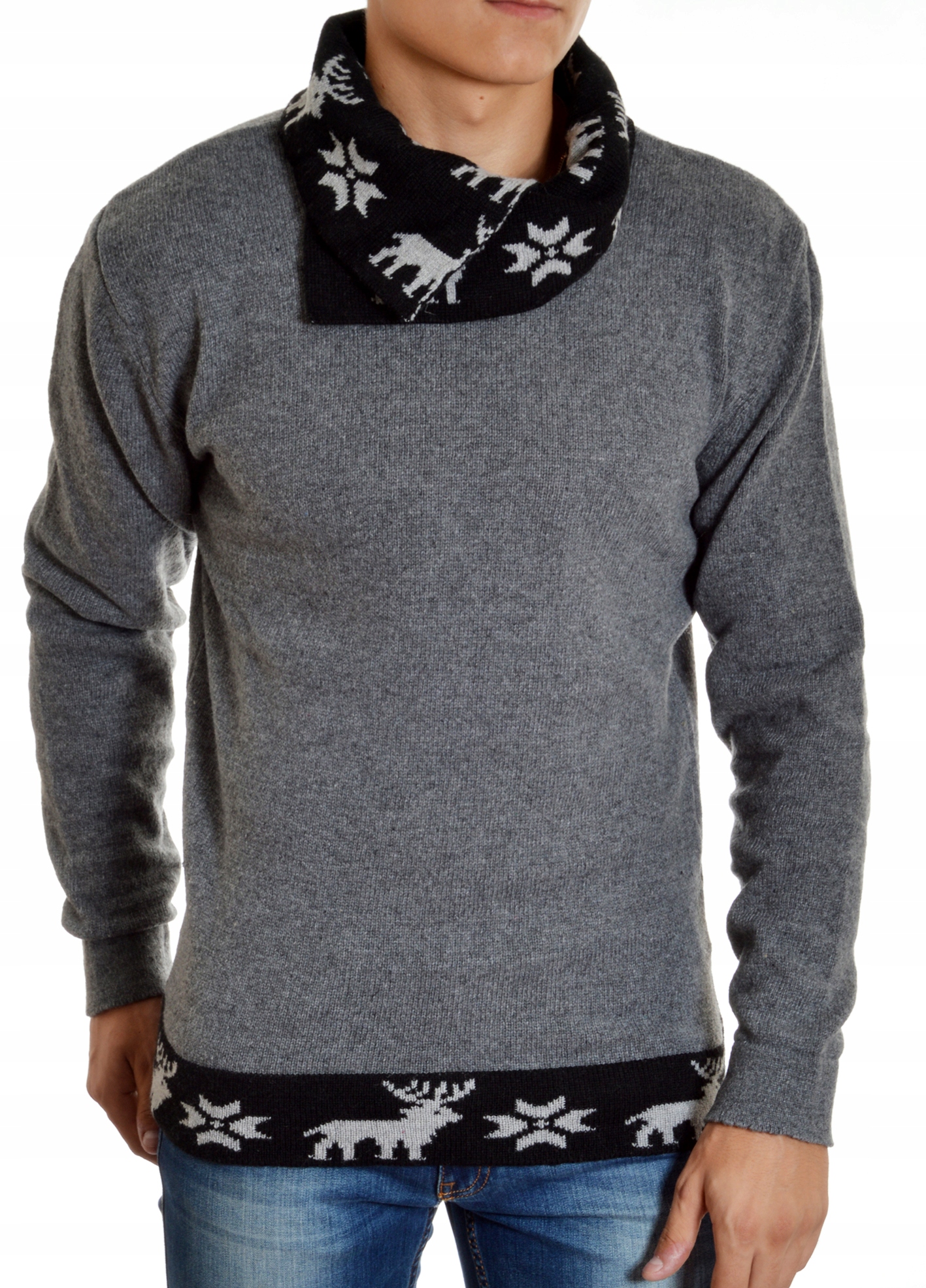 Pánský vlněný svetr Norský stojáček Rolák Nákrčník