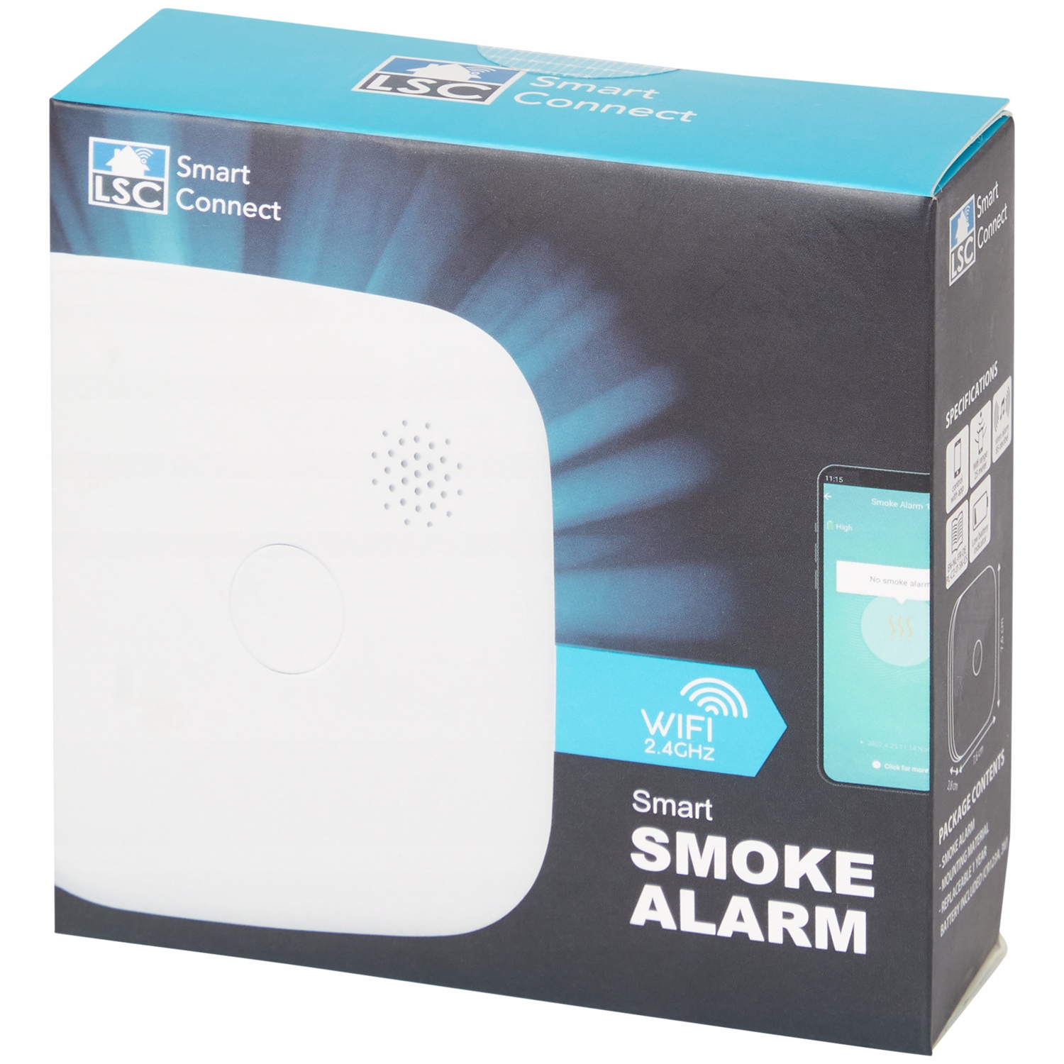 Czujnik dymu LSC Smart Connect 85 dB wi-fi 2,4 GHz Stan opakowania oryginalne