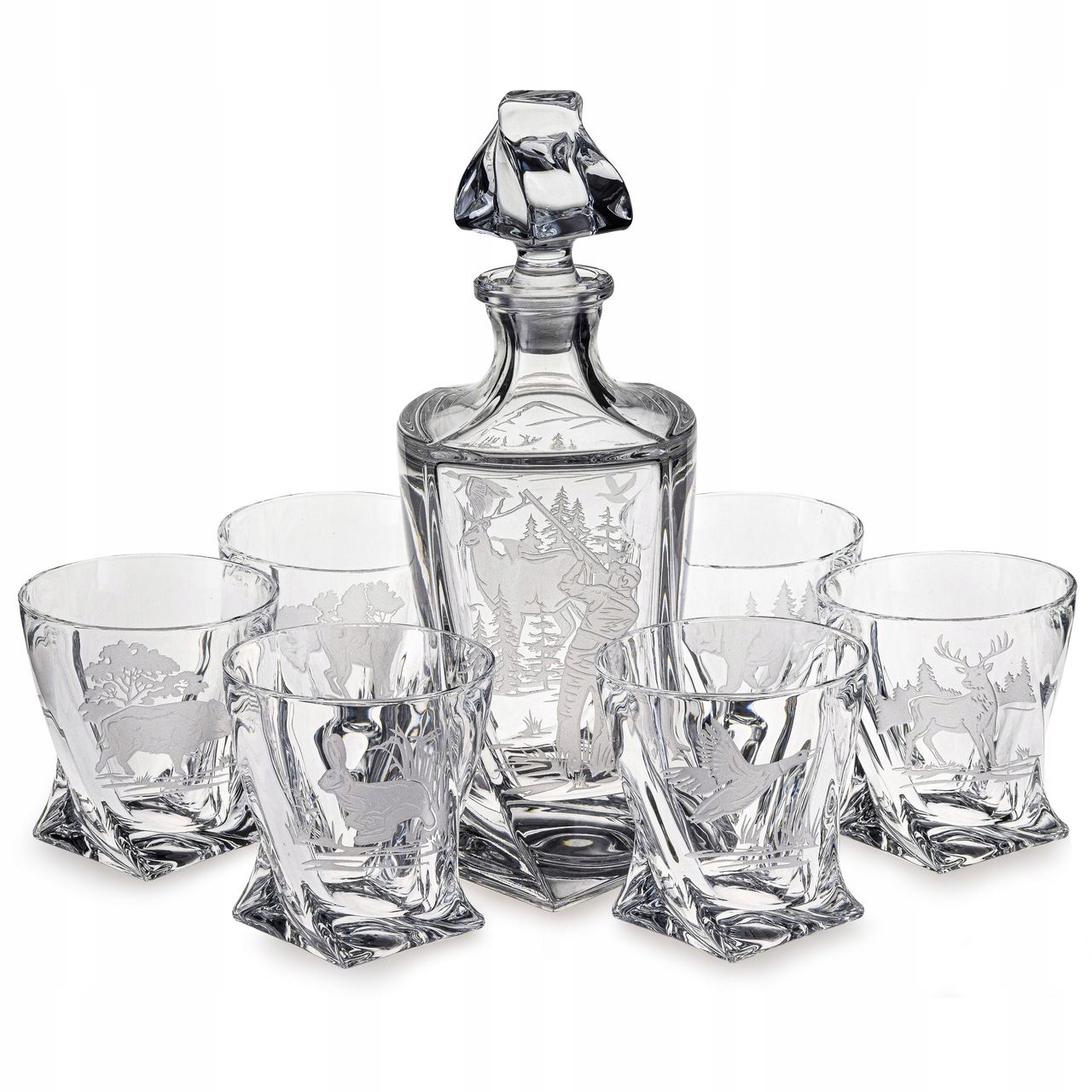 Sada na whisky 6+1 krištáľová „Poľovnícka“ karafa poháre