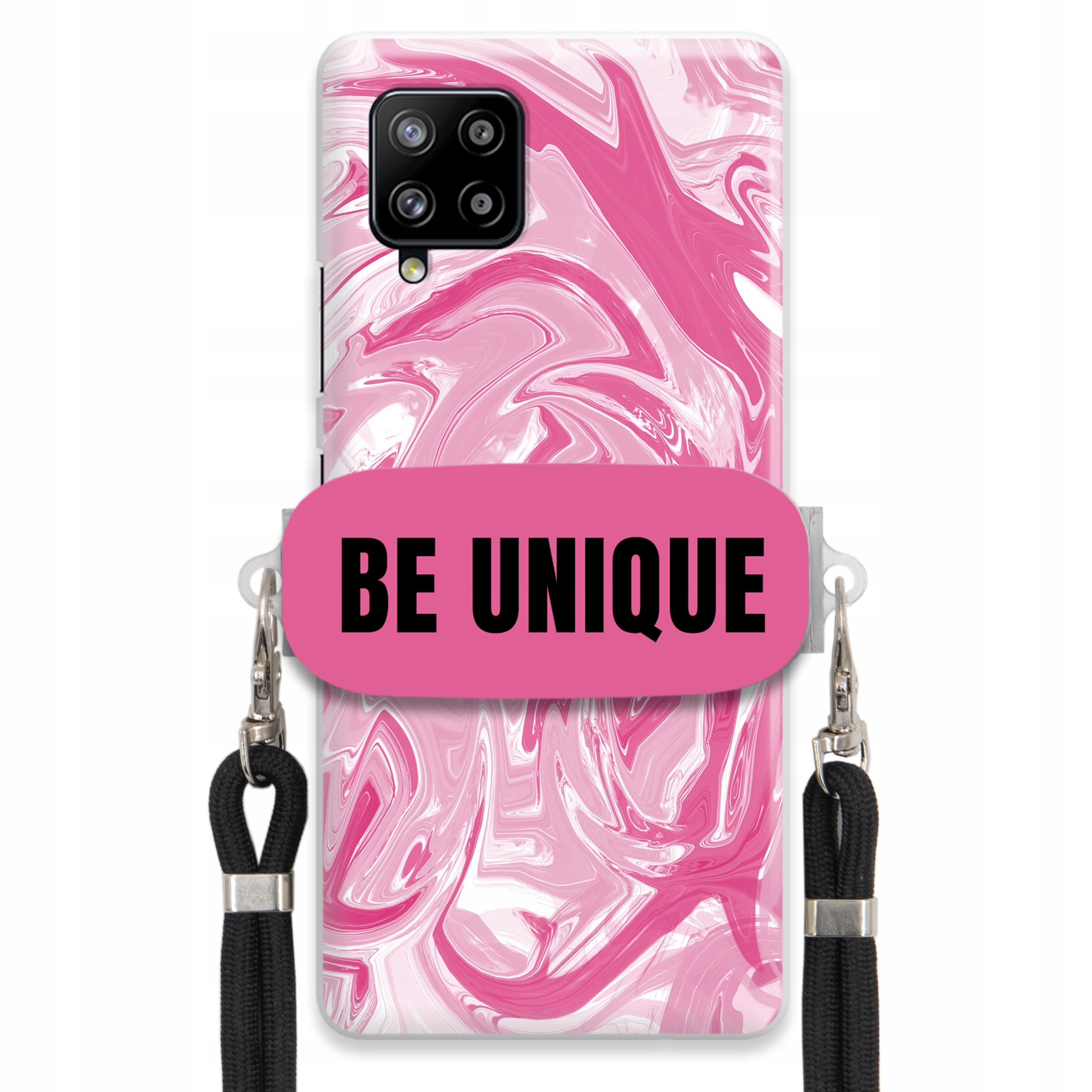 Puzdro pre Samsung A42 5G Case držiak Šnúrka Čierna Ružová Mramor Be Unique
